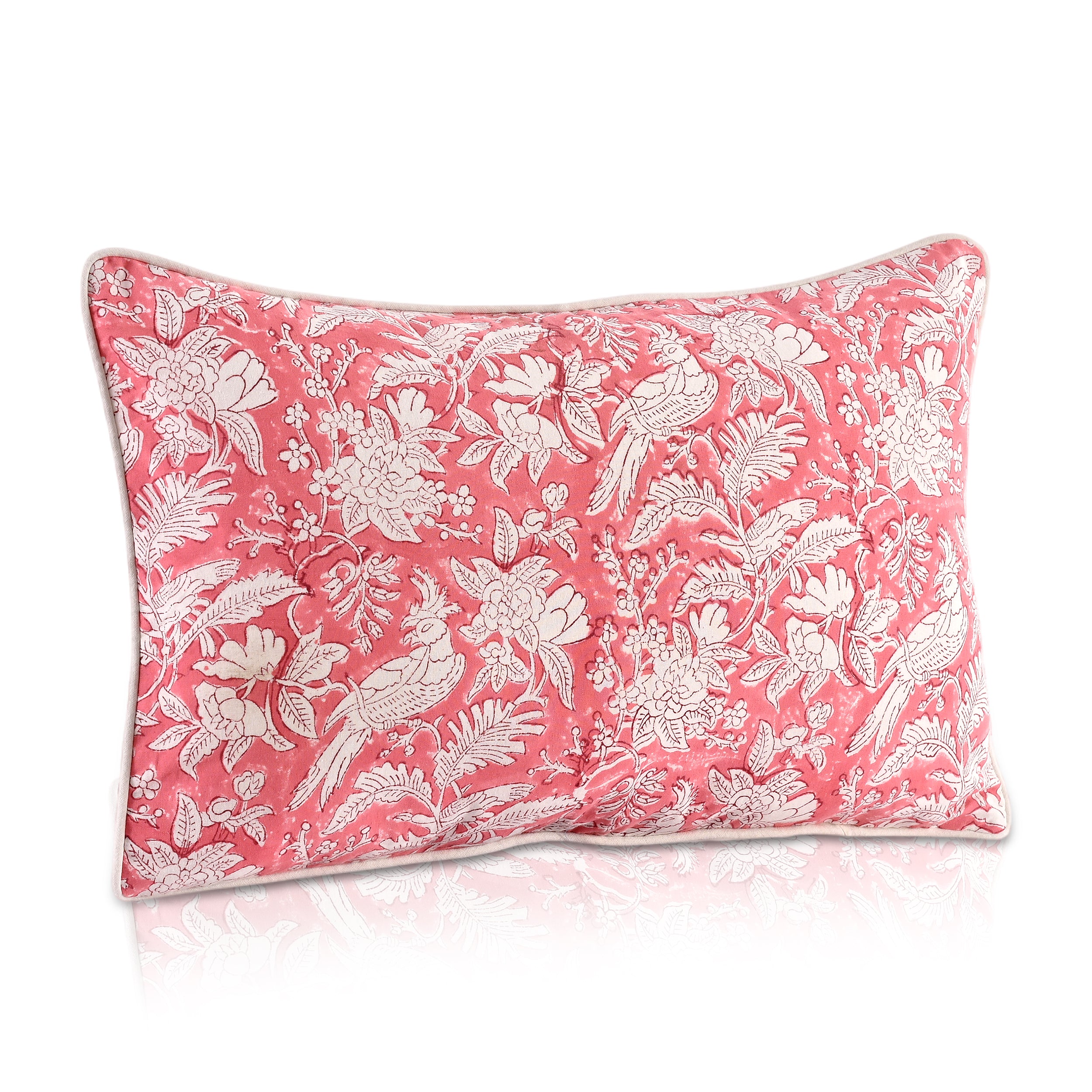 Piping Throw Pillow Covers - Coral Pink