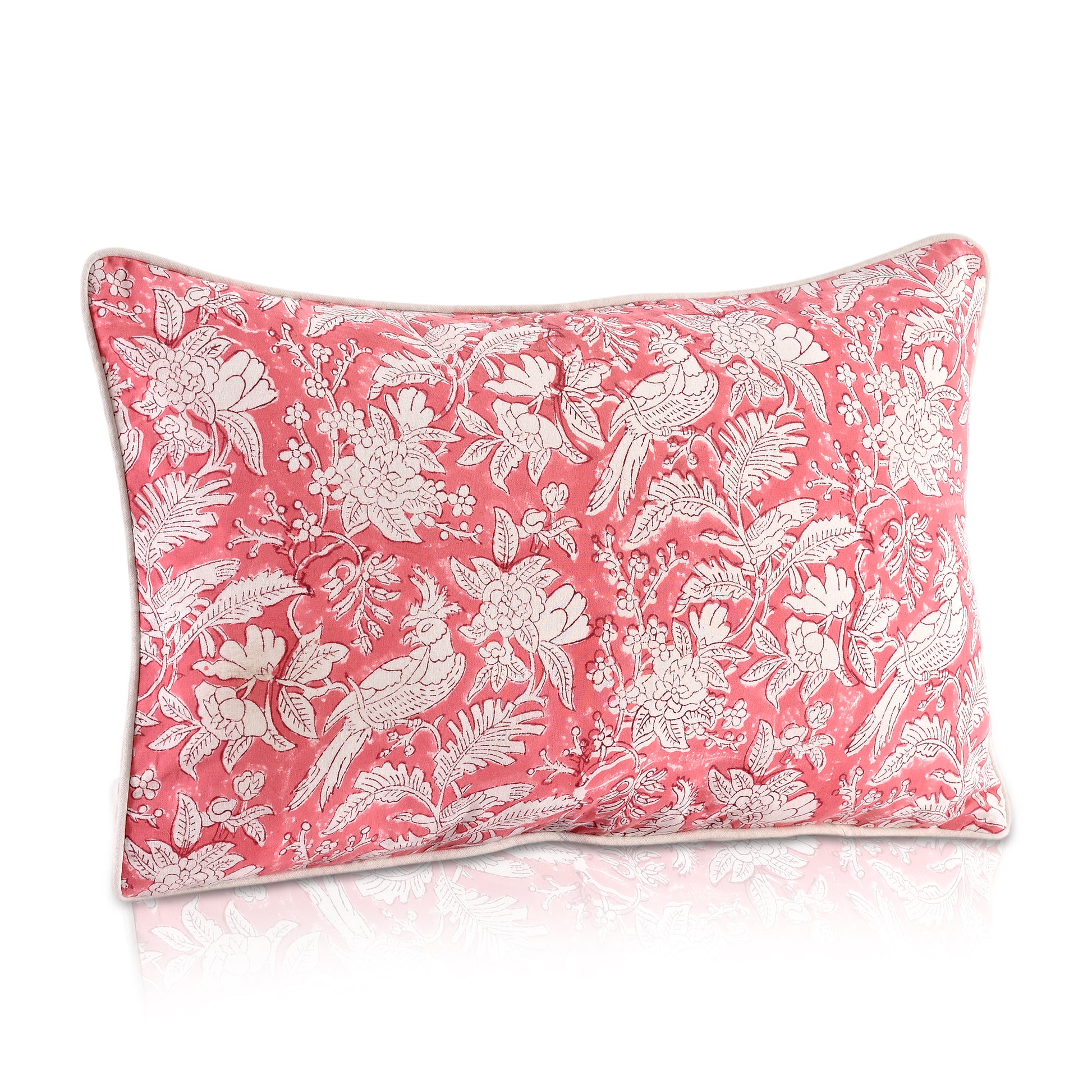 Piping Throw Pillow Covers - Coral Pink