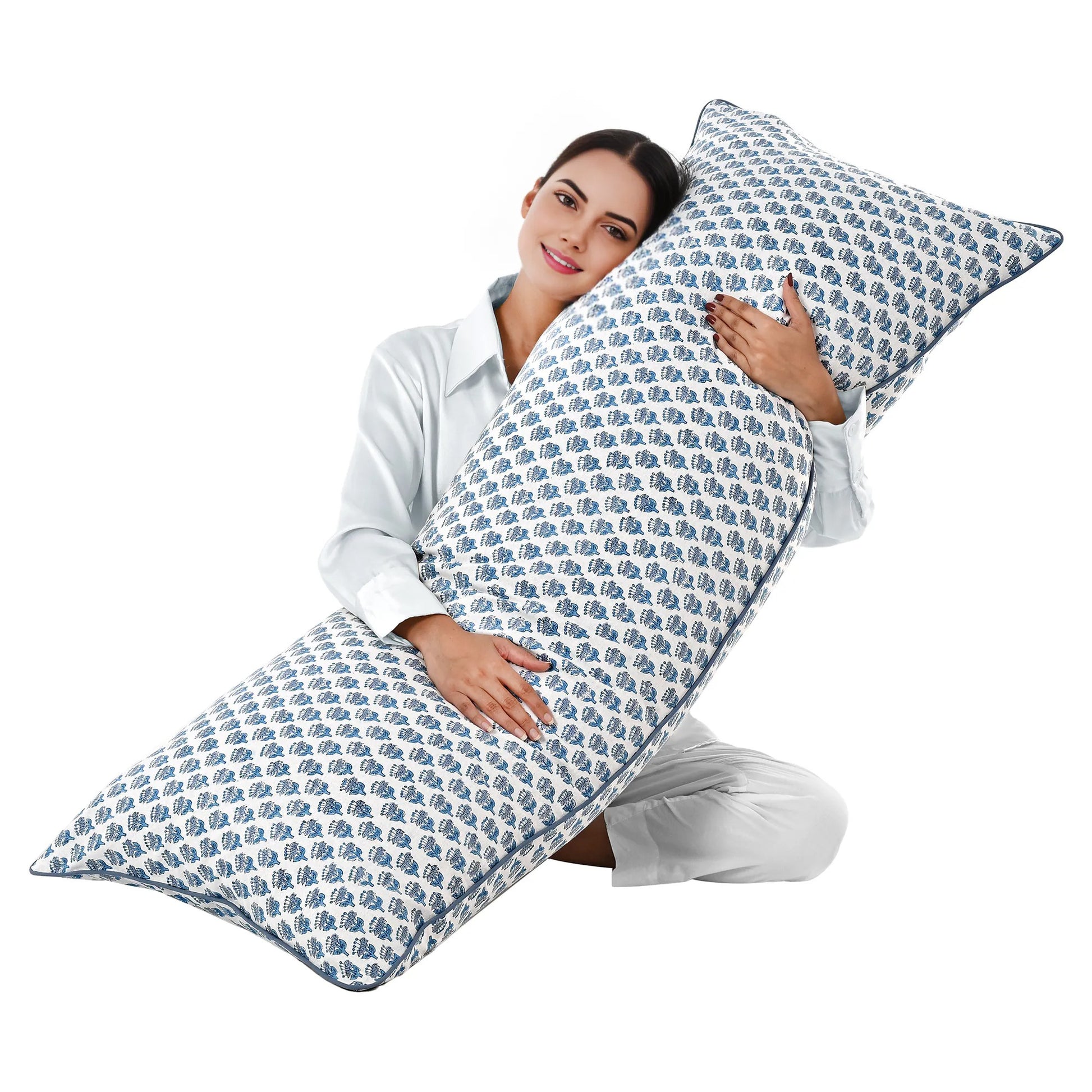 Cotton Piping Sham Cover - Apatite Blue