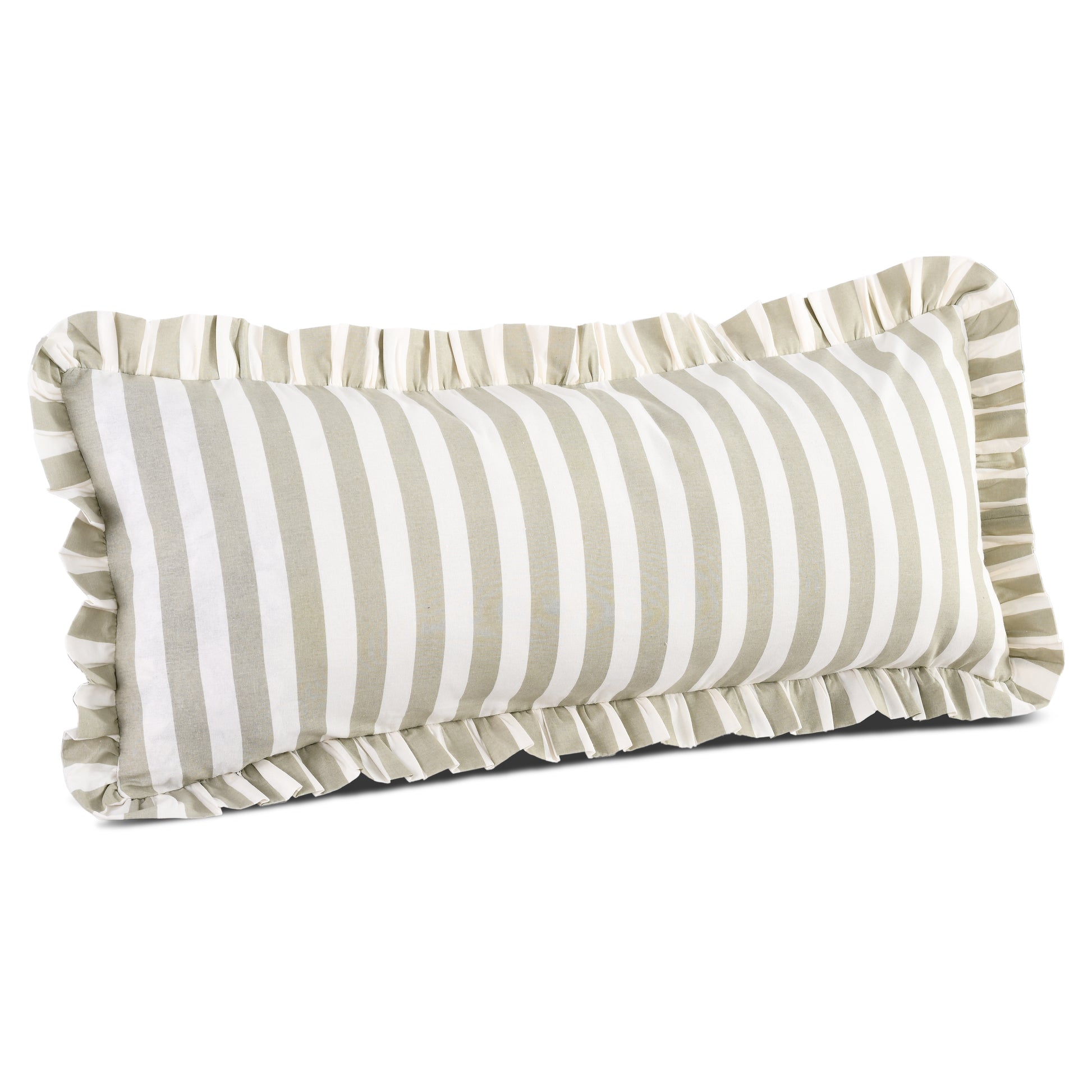 Grey Striped Cotton Ruffle Sham Cover
