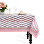 Pink Sapphire Cotton Tablecloth on Farmhouse Kitchen Table