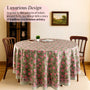 green and pink 100% cotton tablecloth on kitchen table in dining room
