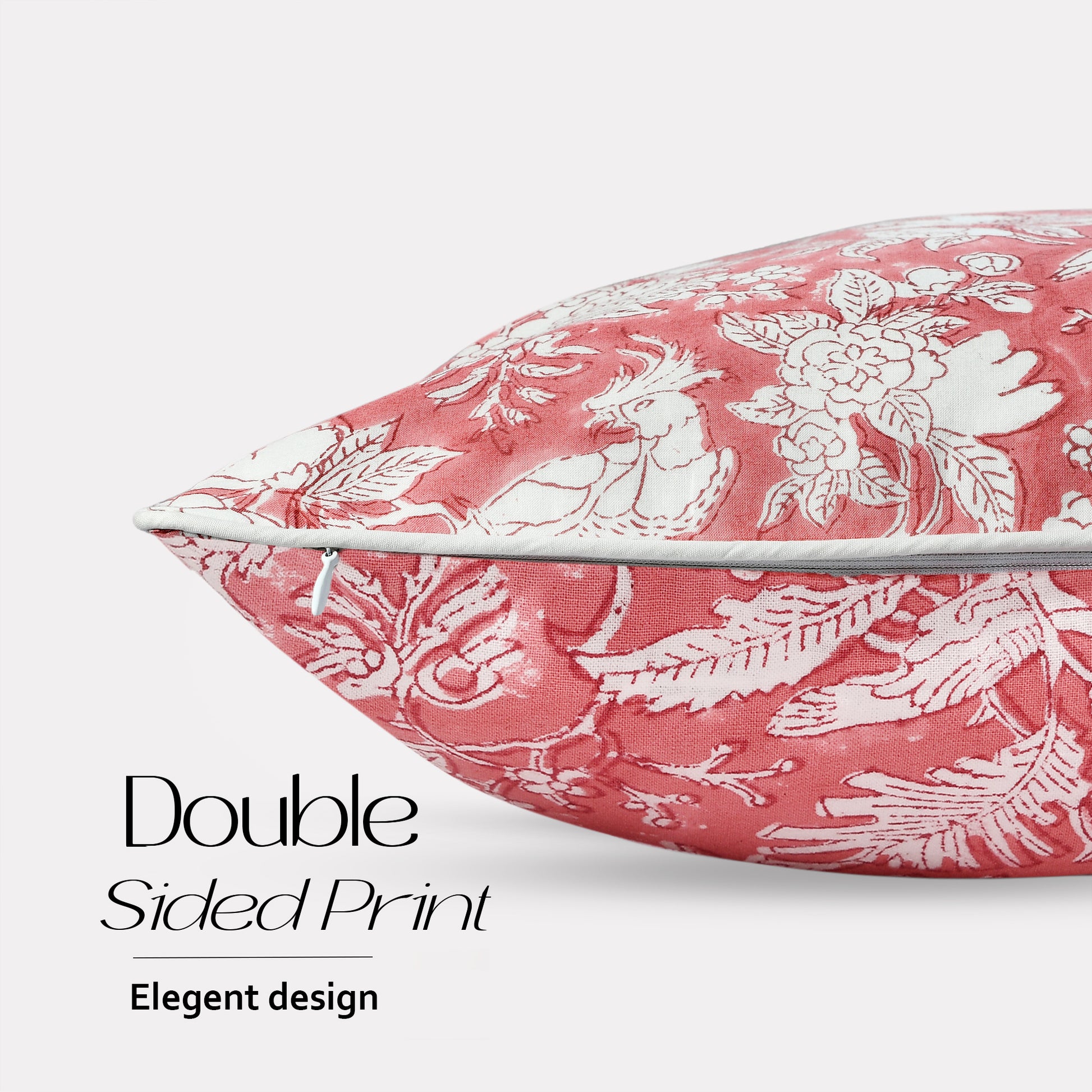 Piping Throw Pillow Covers - Coral Pink