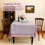 Pink Sapphire Cotton Tablecloth on Farmhouse Kitchen Table