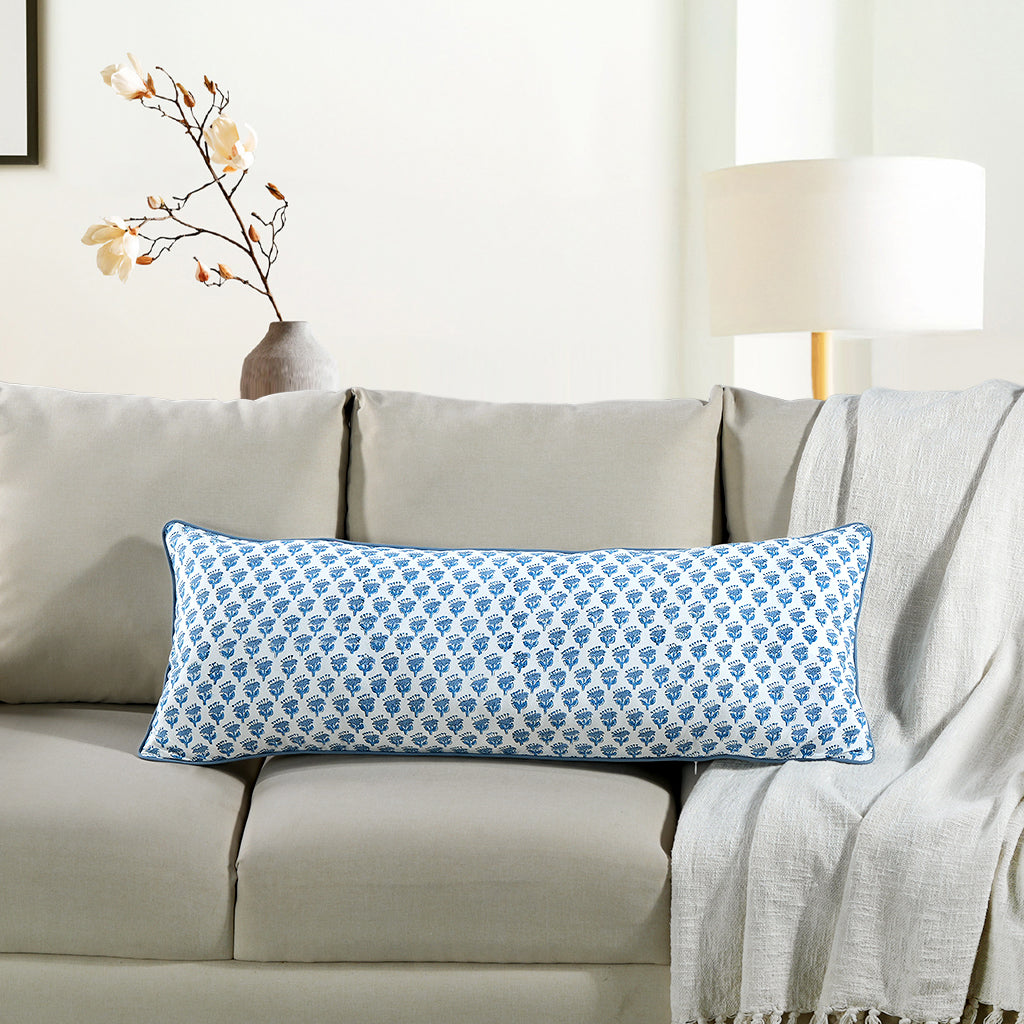 Cotton Piping Sham Cover - Apatite Blue