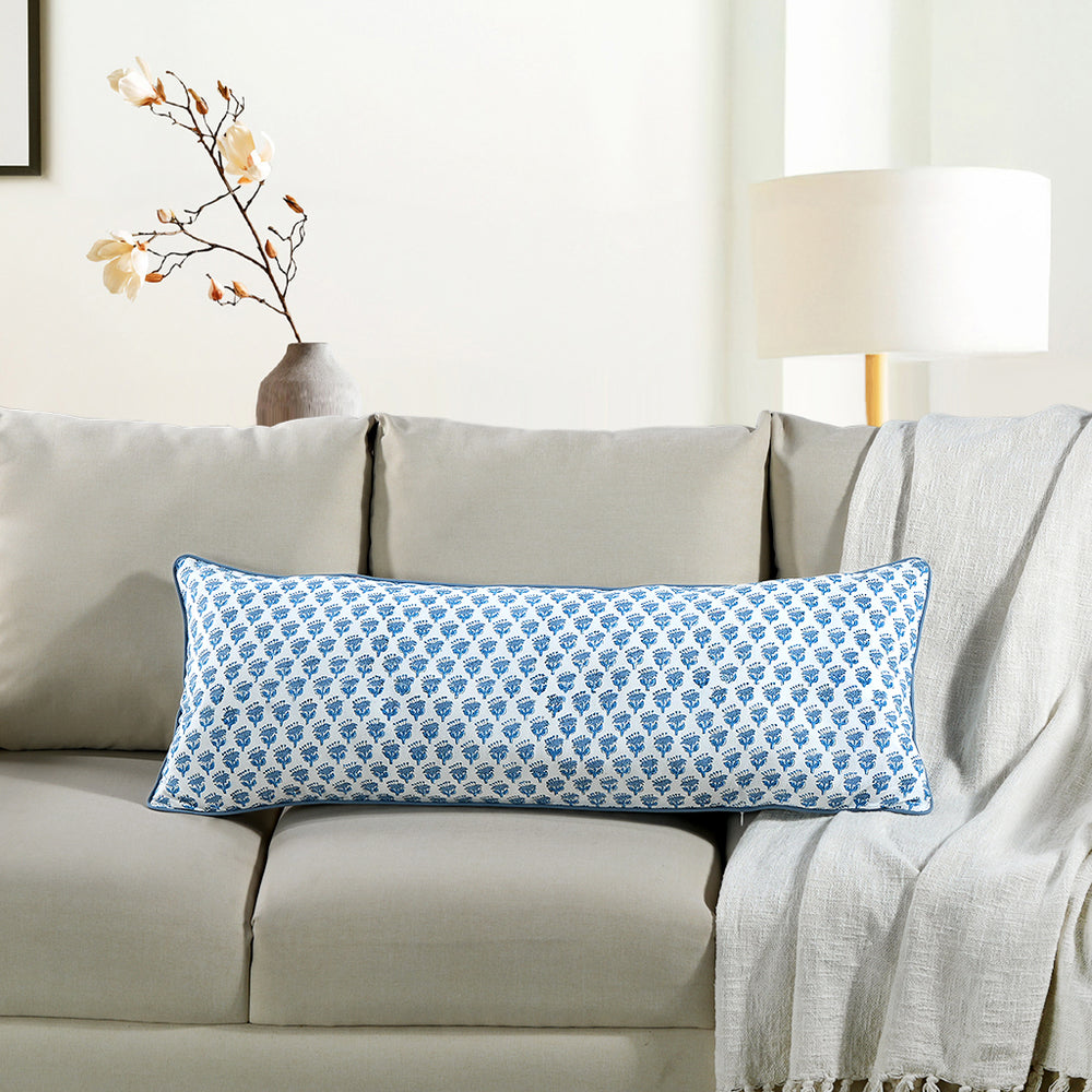 Cotton Piping Sham Cover - Apatite Blue