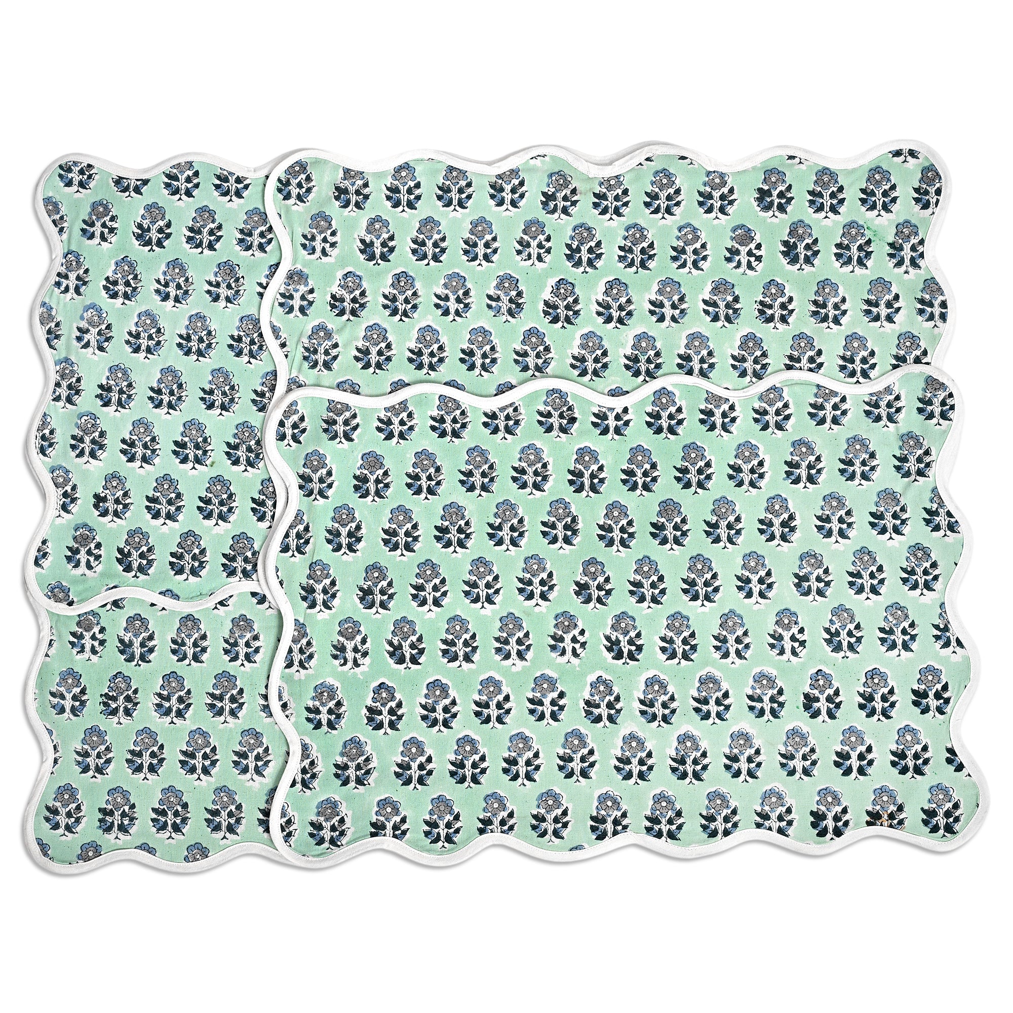 Rectangle 100% Cotton Reversible Placemat Set – Poppy Blue