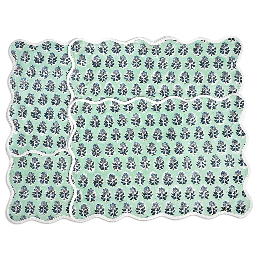 Rectangle 100% Cotton Reversible Placemat Set – Poppy Blue