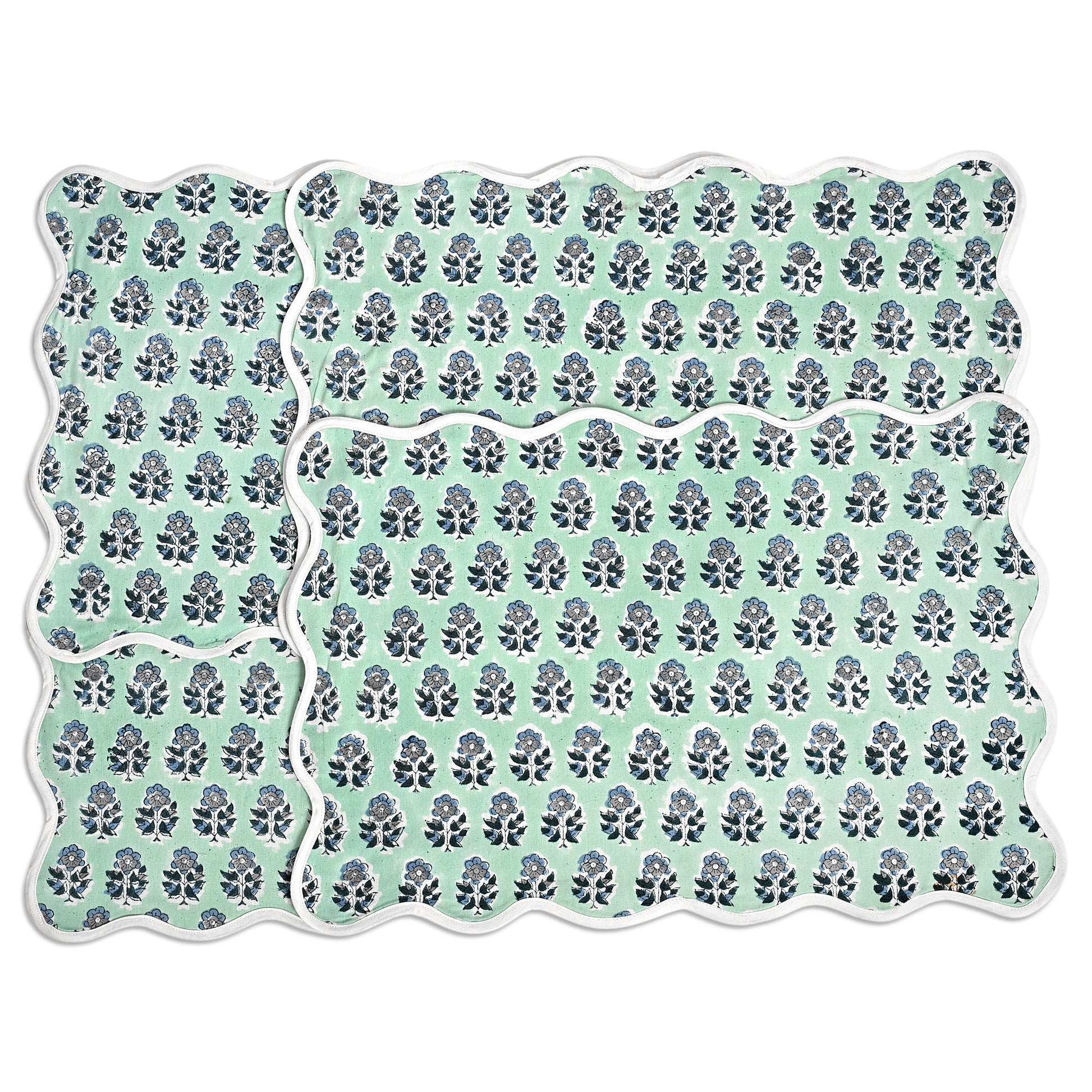 Rectangle 100% Cotton Reversible Placemat Set – Poppy Blue