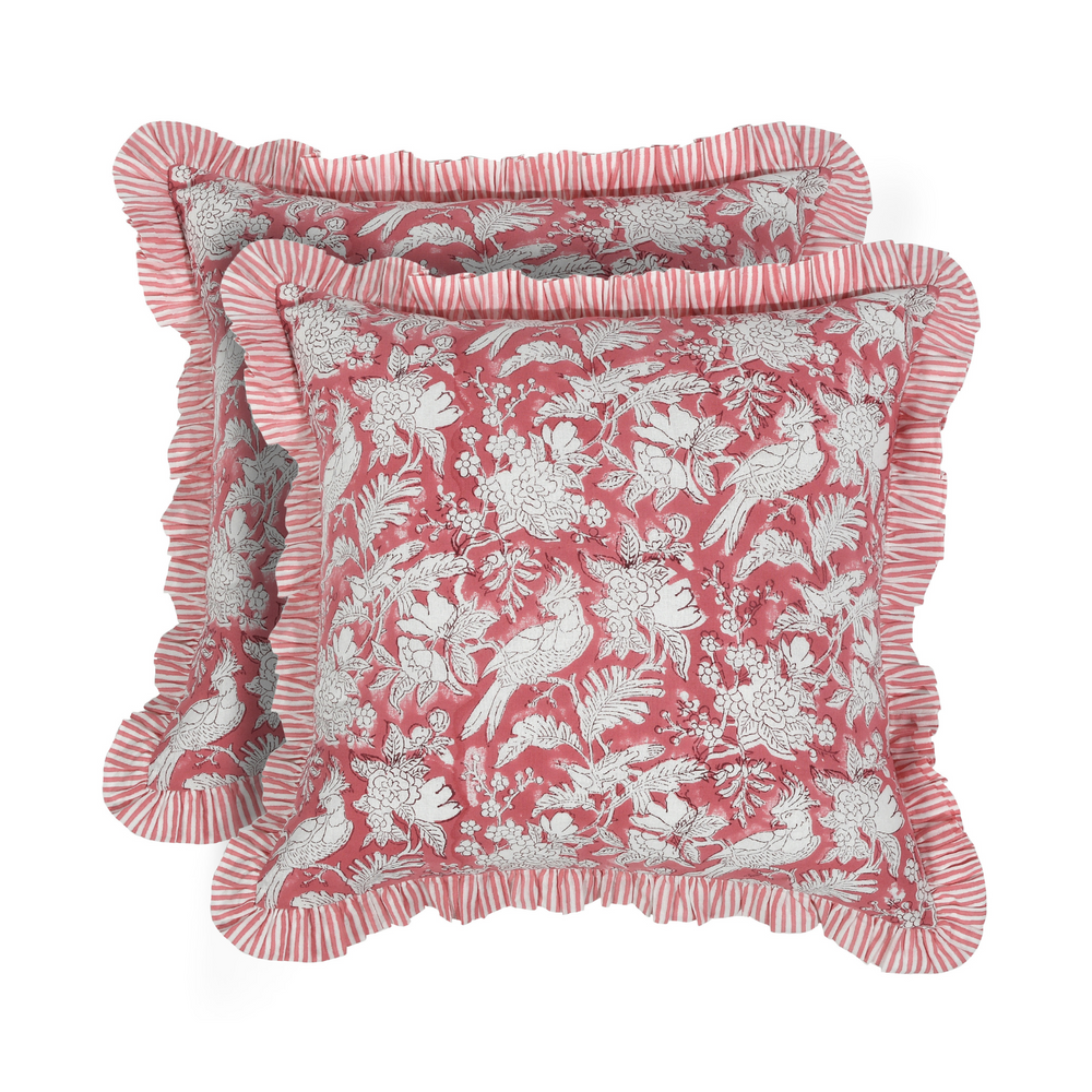Ruffle Throw Pillow Covers -  Coral Pink