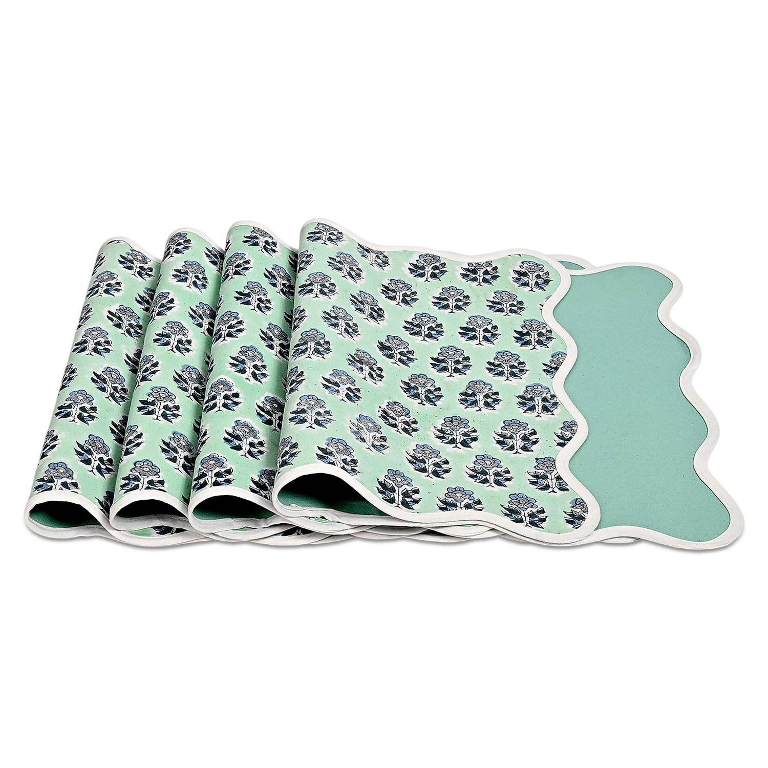 Rectangle 100% Cotton Reversible Placemat Set – Poppy Blue