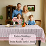 Pink Sapphire Cotton Tablecloth on Farmhouse Kitchen Table
