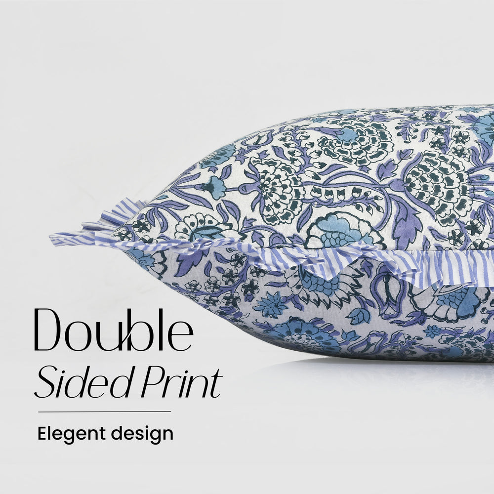 Cotton Piping Sham Cover - Aqua Blue