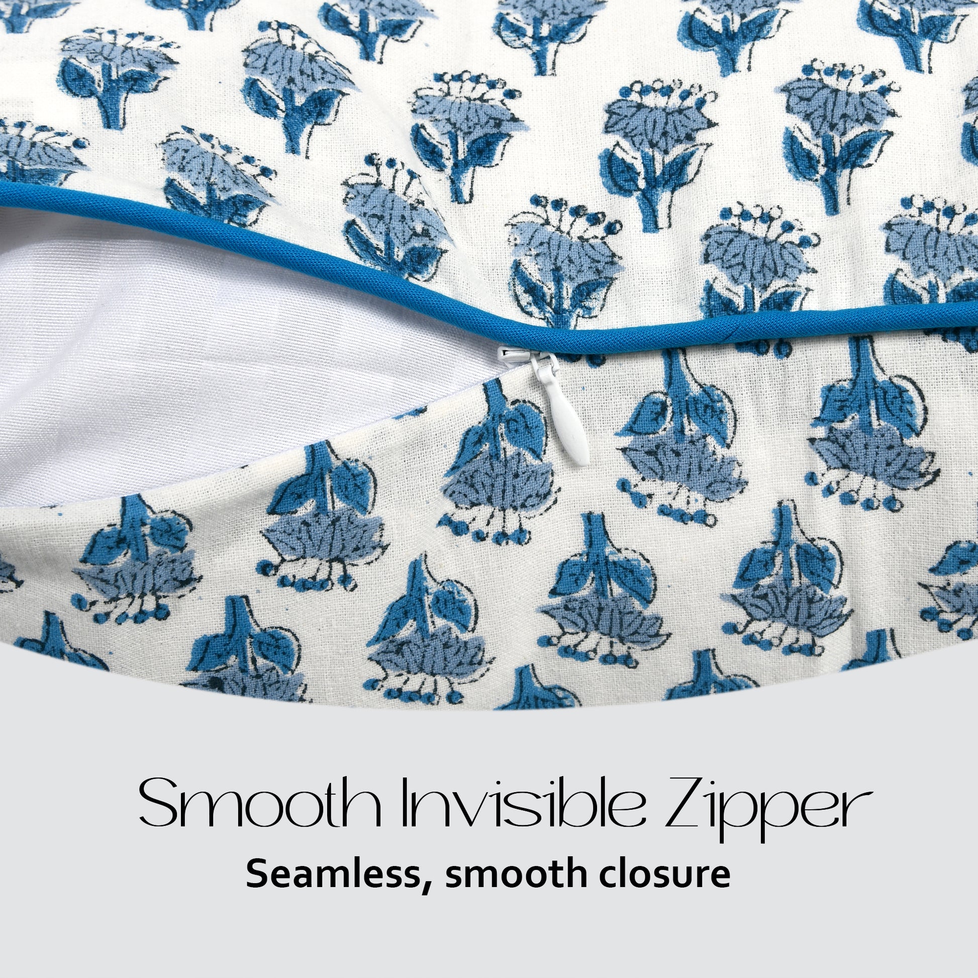 Cotton Piping Sham Cover - Apatite Blue