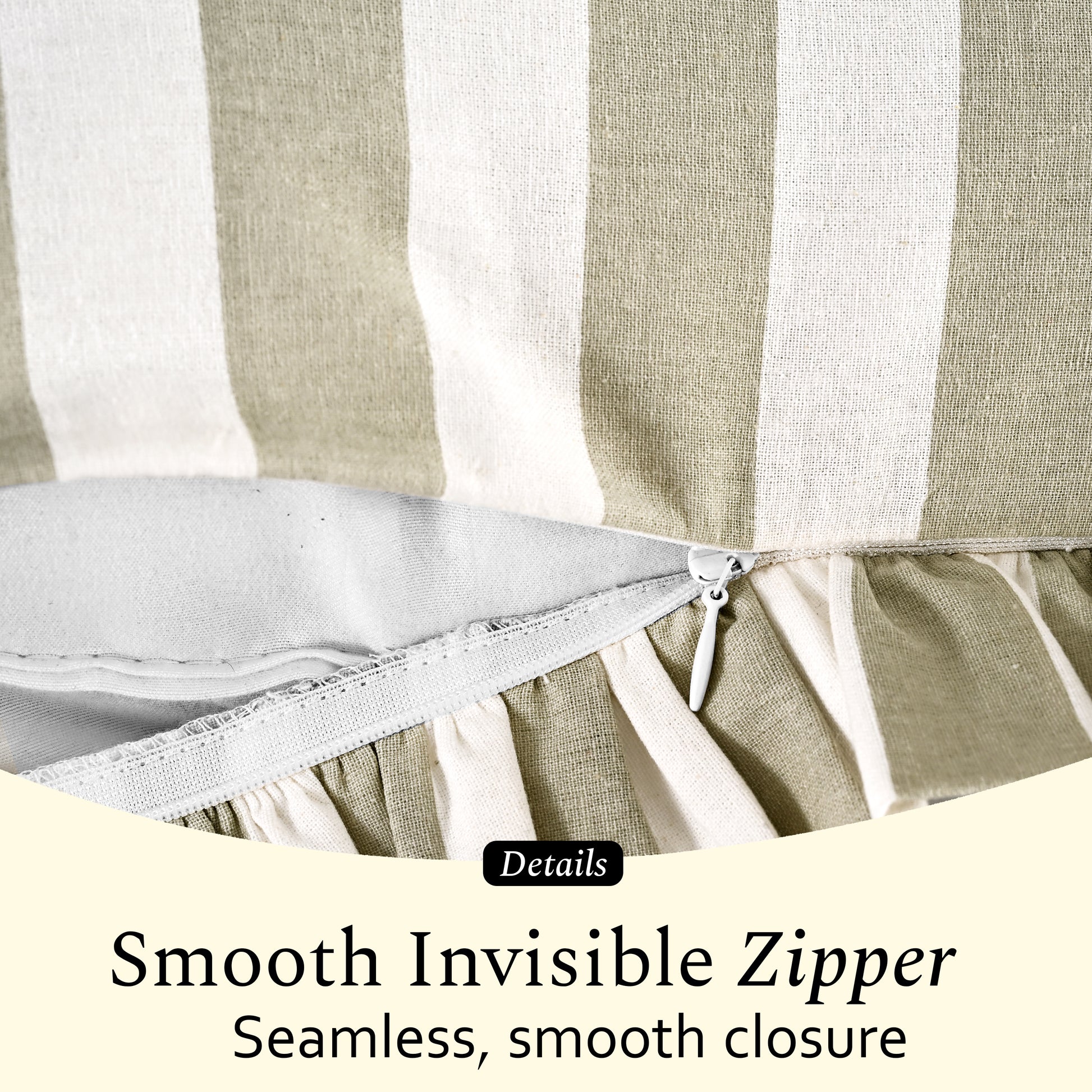 Grey Striped Cotton Ruffle Sham Cover