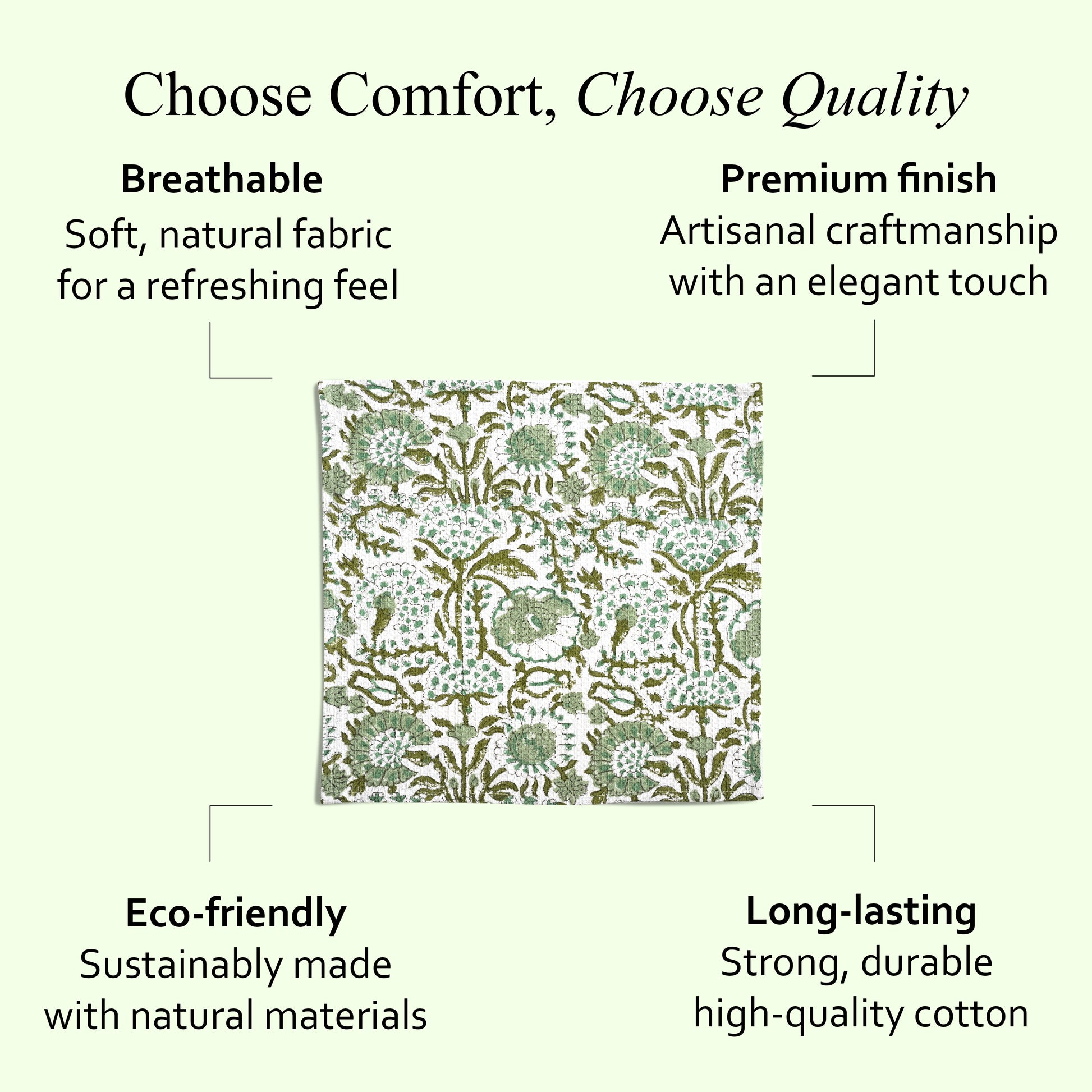 Hand Block Printed Waffle Kitchen Towels – Agate Green