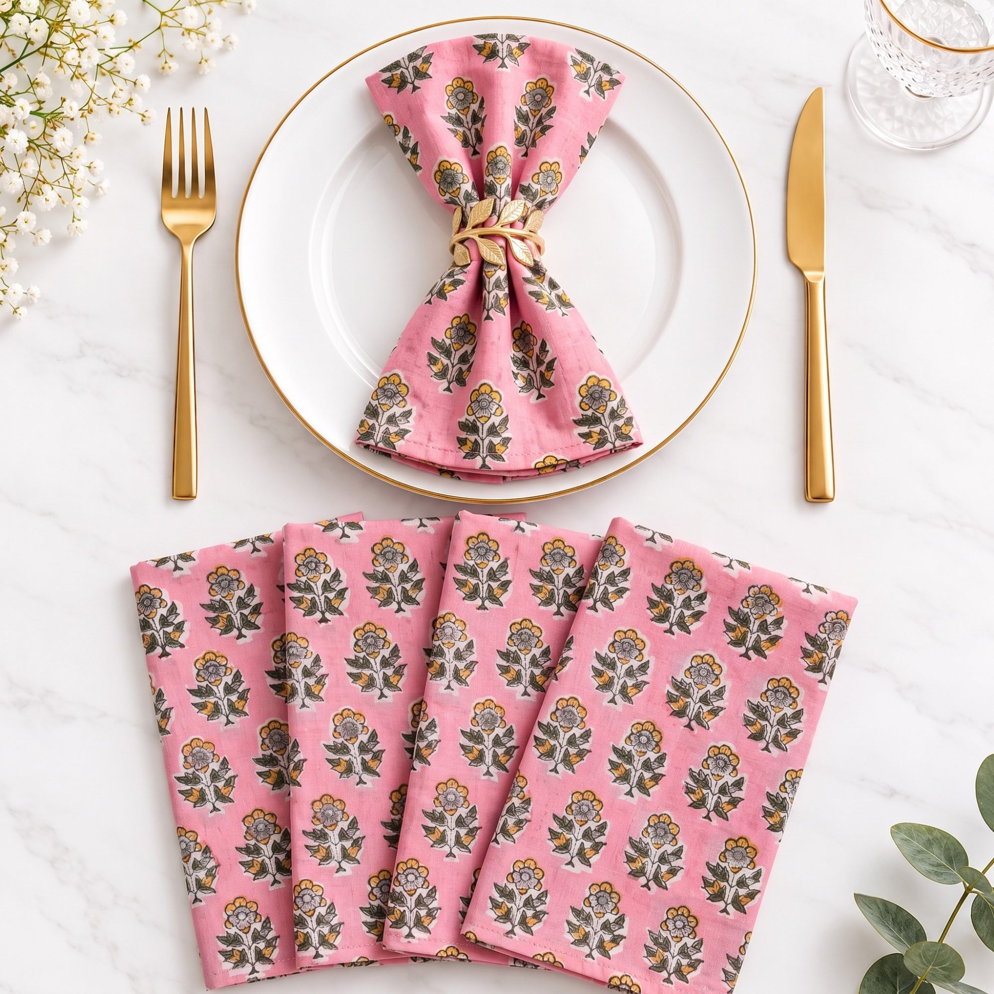 Cotton Cloth Napkins - Poppy Pink