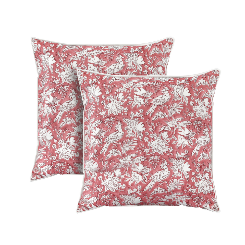 Piping Throw Pillow Covers - Coral Pink (Set of 2)
