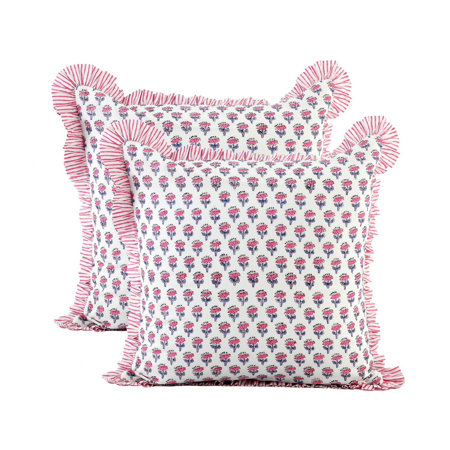 Ruffle Throw Pillow Covers -  Pink Sapphire