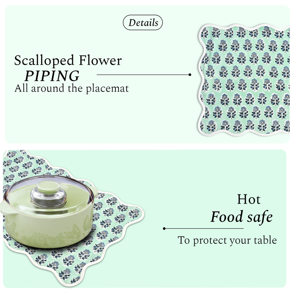 Rectangle 100% Cotton Reversible Placemat Set – Poppy Blue