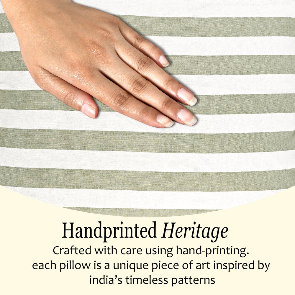 Grey Striped Cotton Ruffle Sham Cover