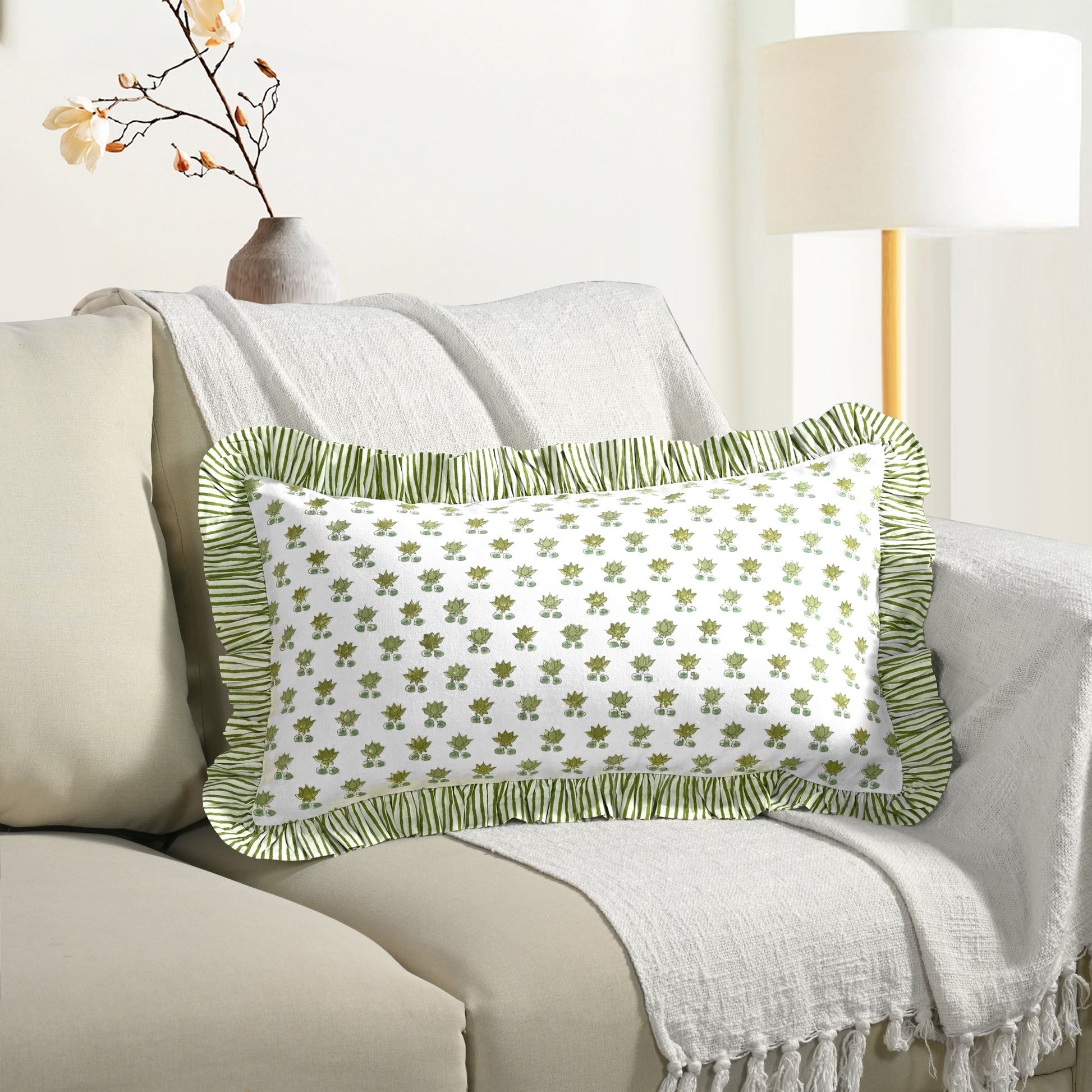 Ruffle Throw Pillow Covers - Rosette Bloom