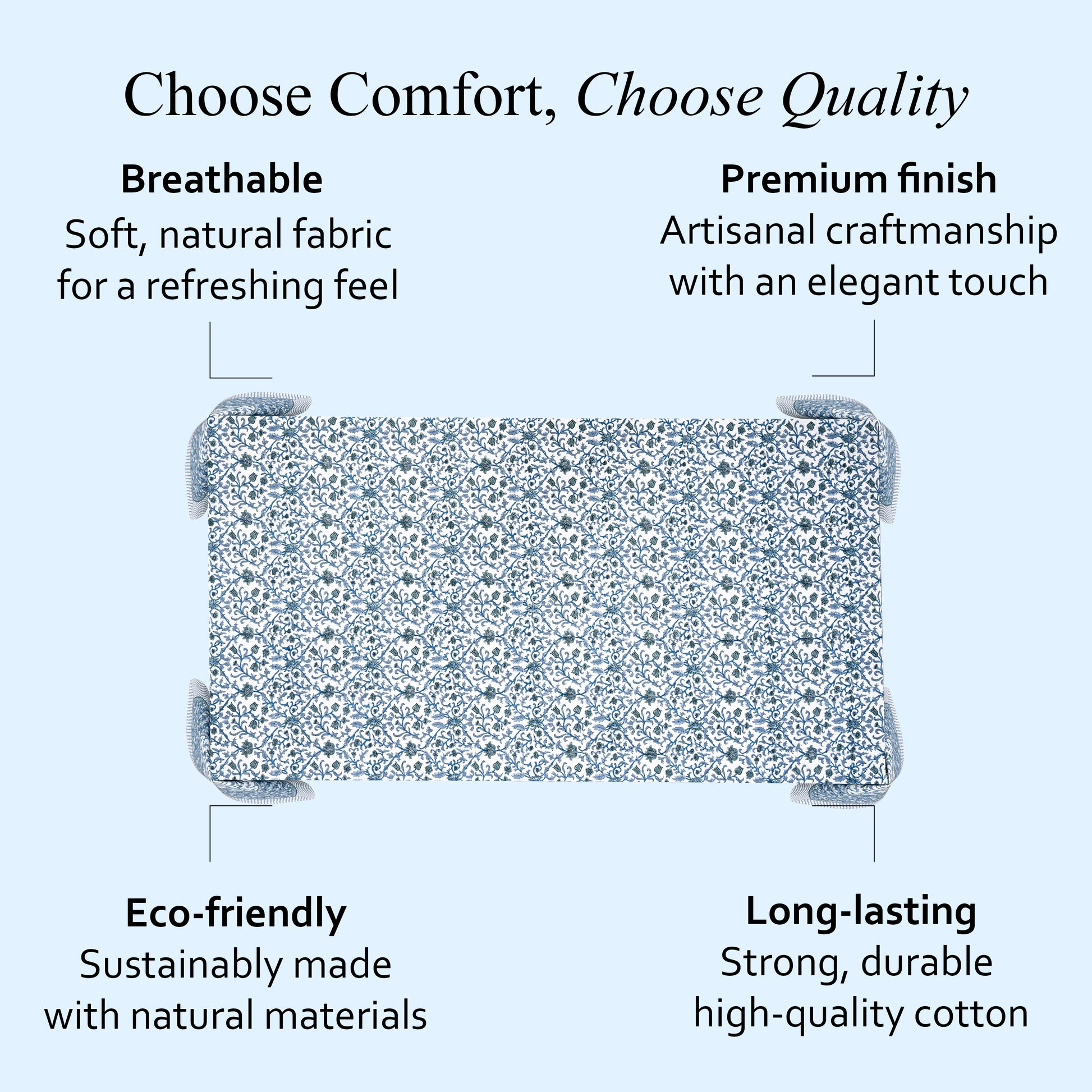 Cotton Block Print Tablecloth – Ocean Vine