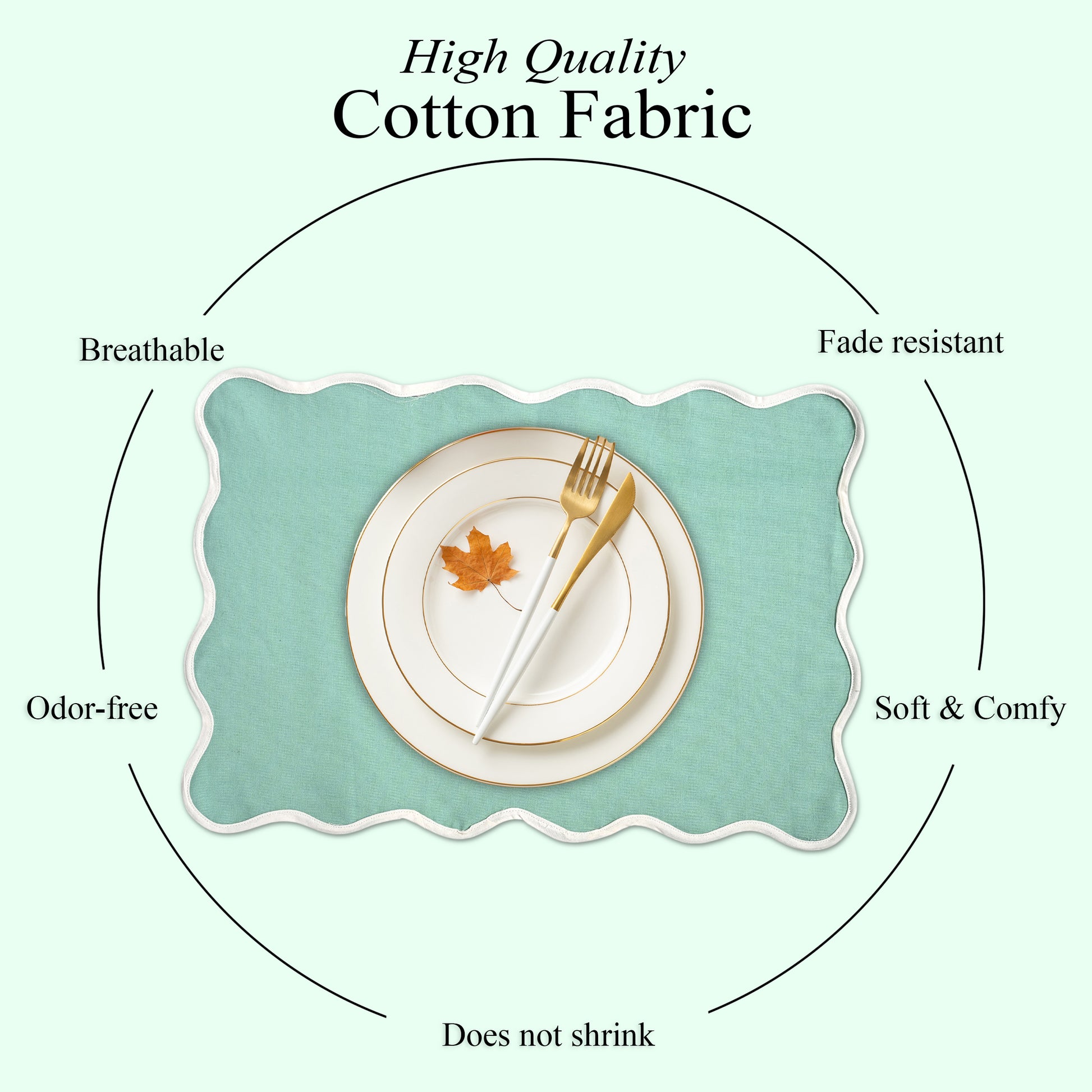 Rectangle 100% Cotton Reversible Placemat Set – Poppy Blue