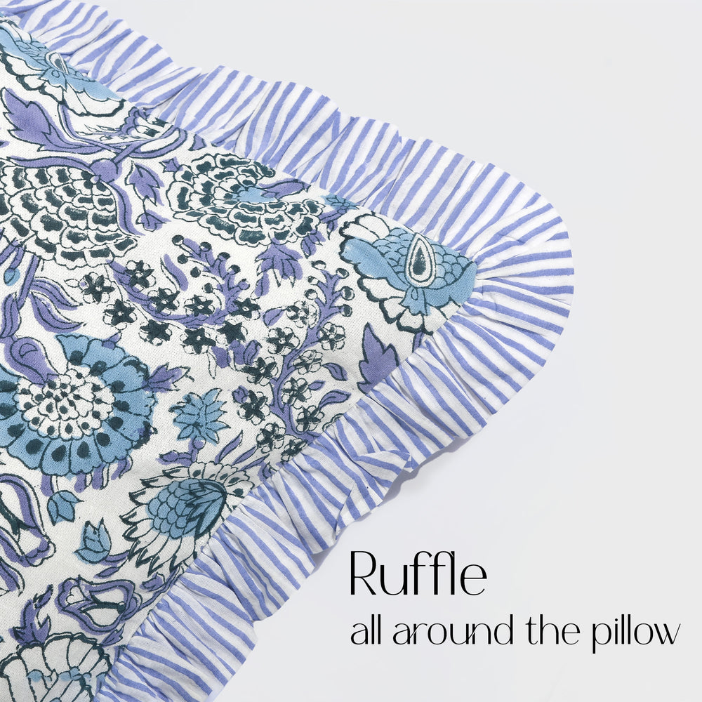 Cotton Piping Sham Cover - Aqua Blue