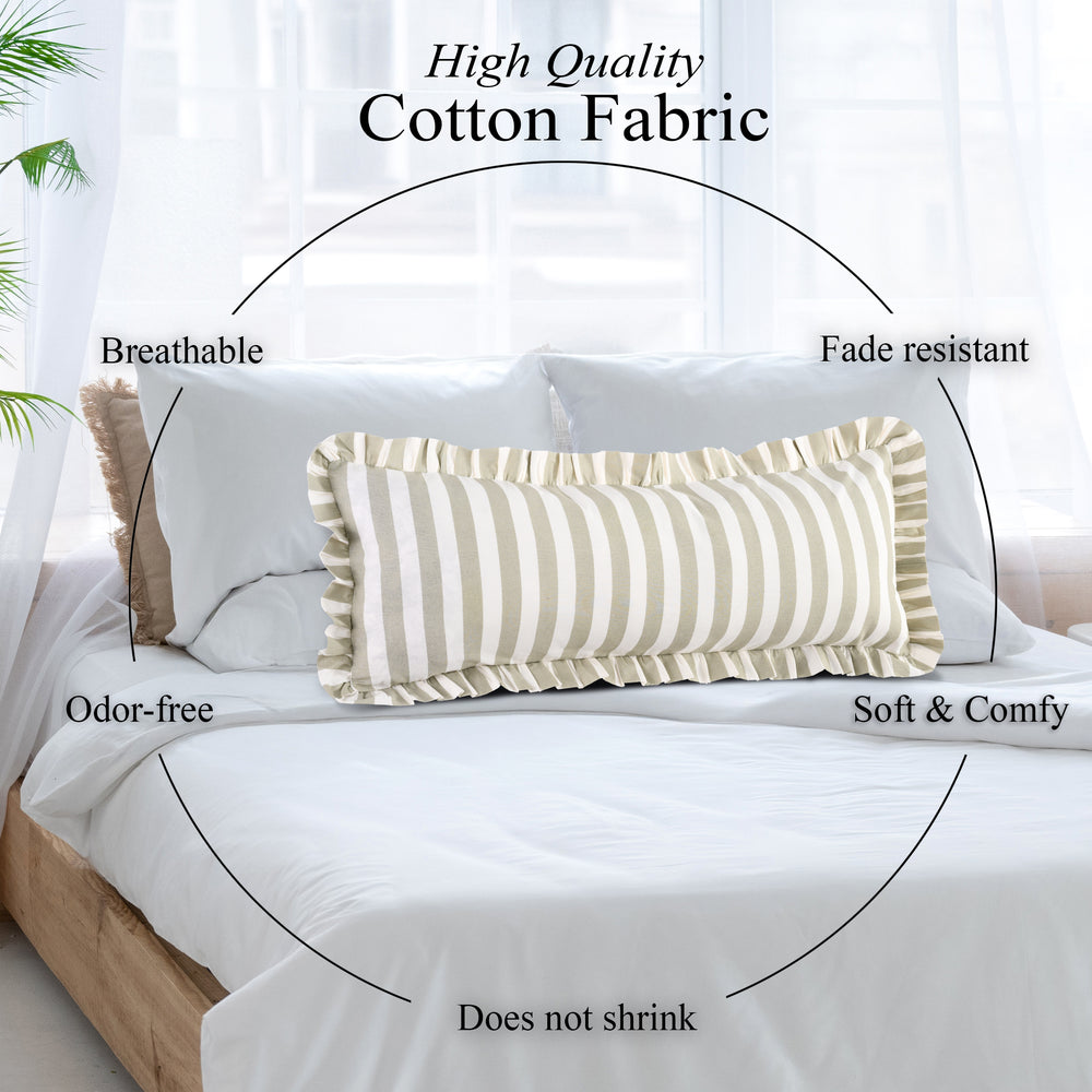Grey Striped Cotton Ruffle Sham Cover