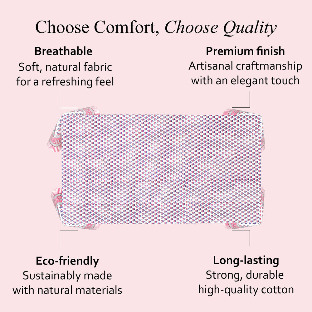 Pink Sapphire Cotton Tablecloth on Farmhouse Kitchen Table