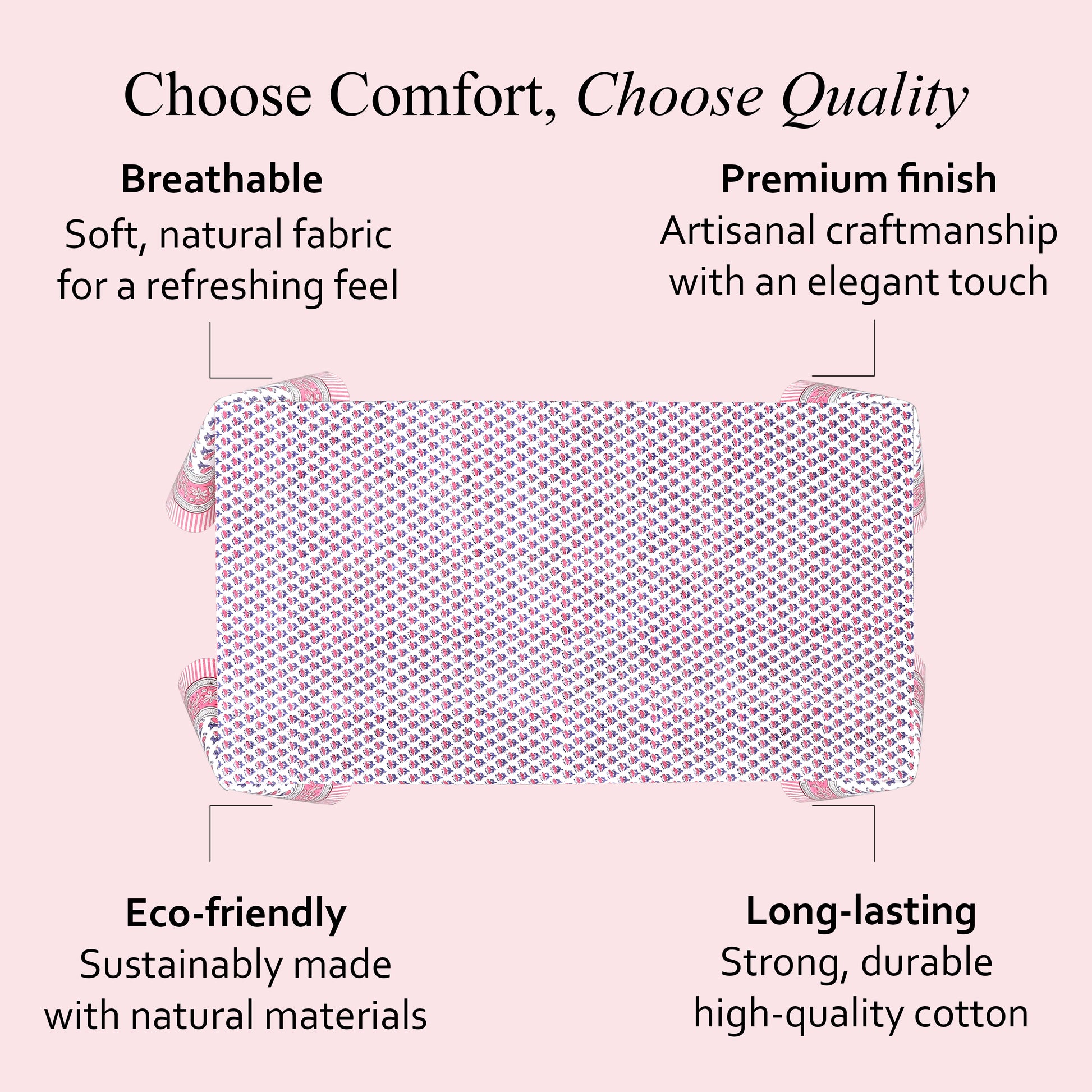 Pink Sapphire Cotton Tablecloth on Farmhouse Kitchen Table