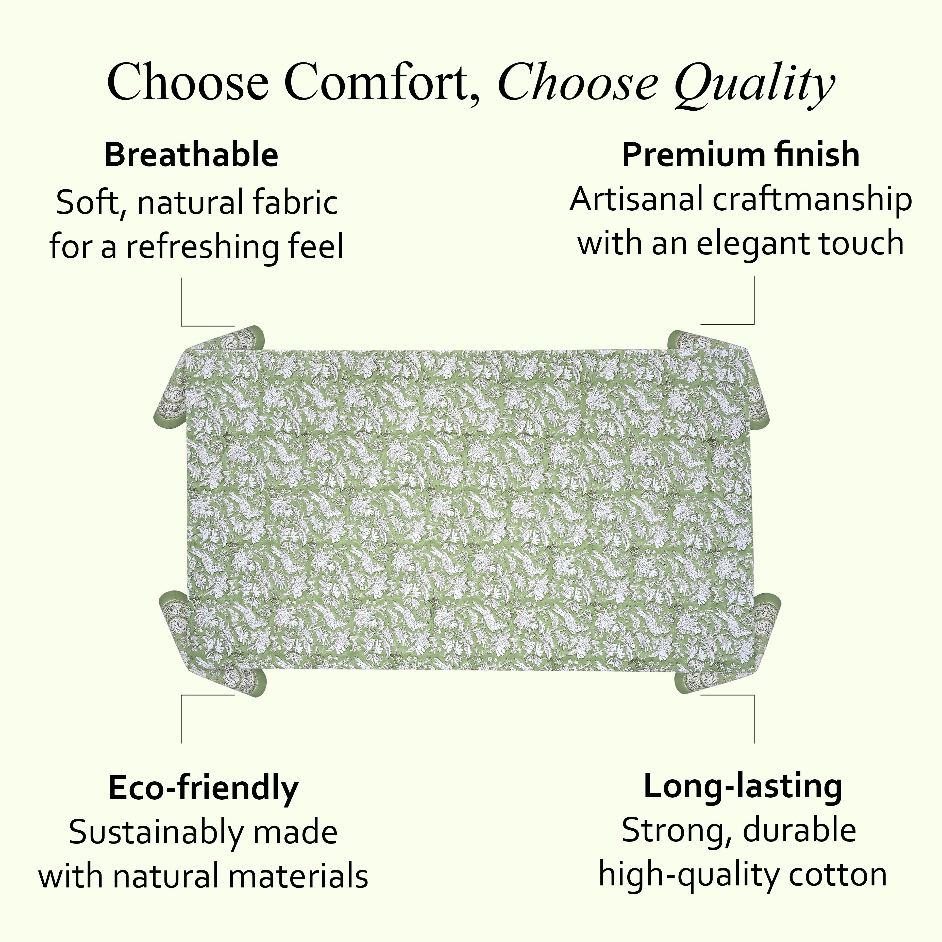 Olive Green Cotton Tablecloth on Kitchen Table