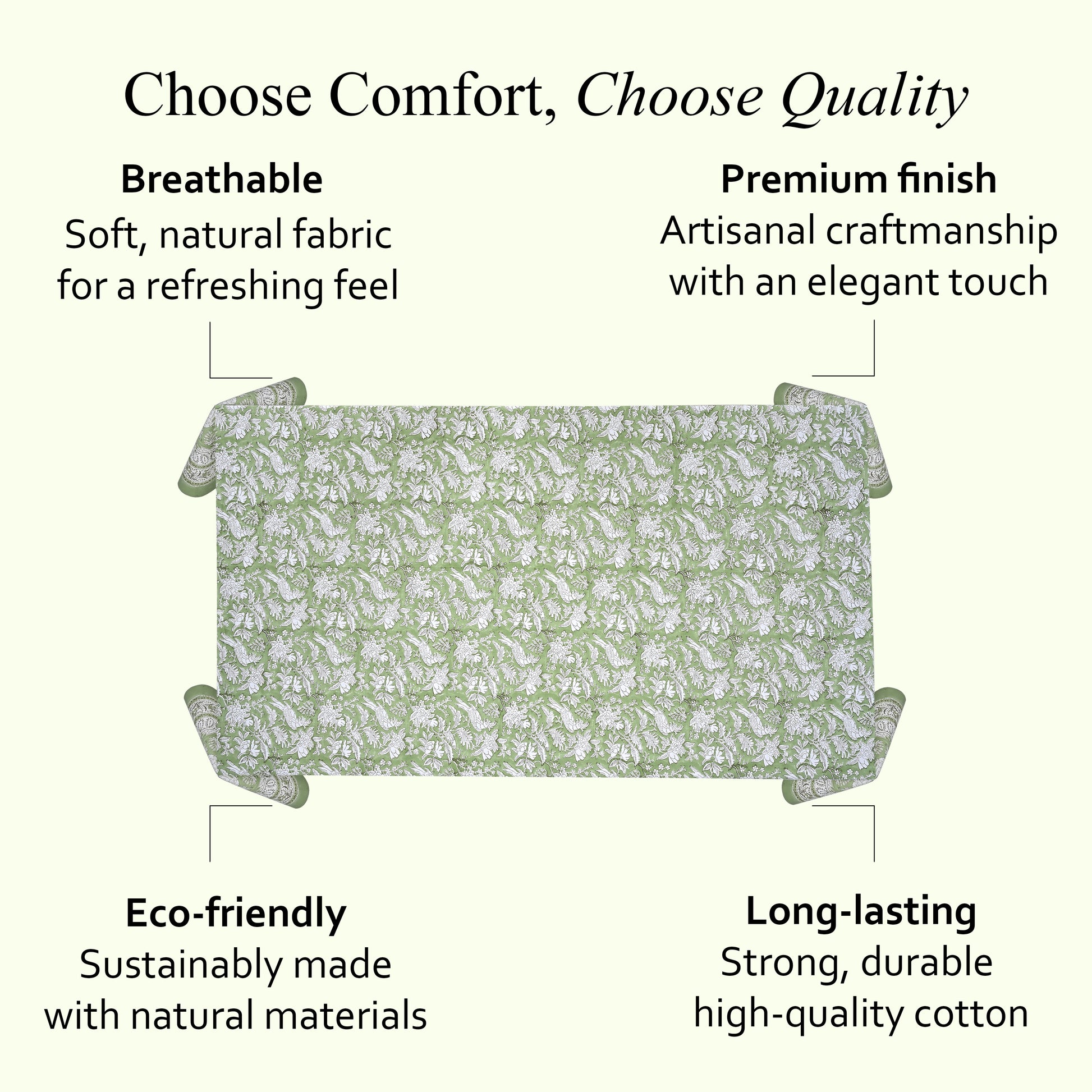 Olive Green Cotton Tablecloth on Kitchen Table
