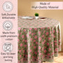 green and pink 100% cotton tablecloth on kitchen table in dining room