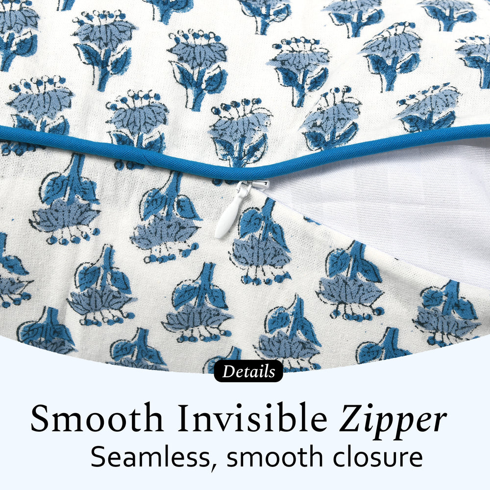 Cotton Piping Sham Cover - Apatite Blue