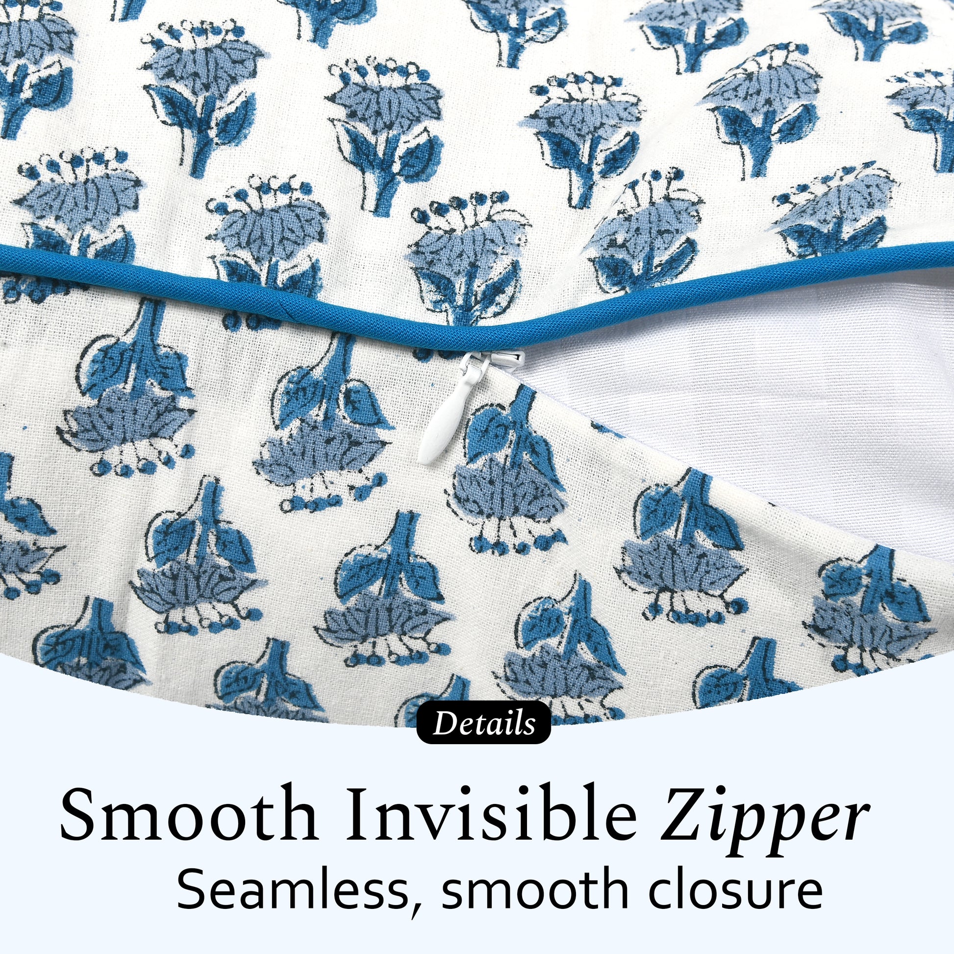 Cotton Piping Sham Cover - Apatite Blue