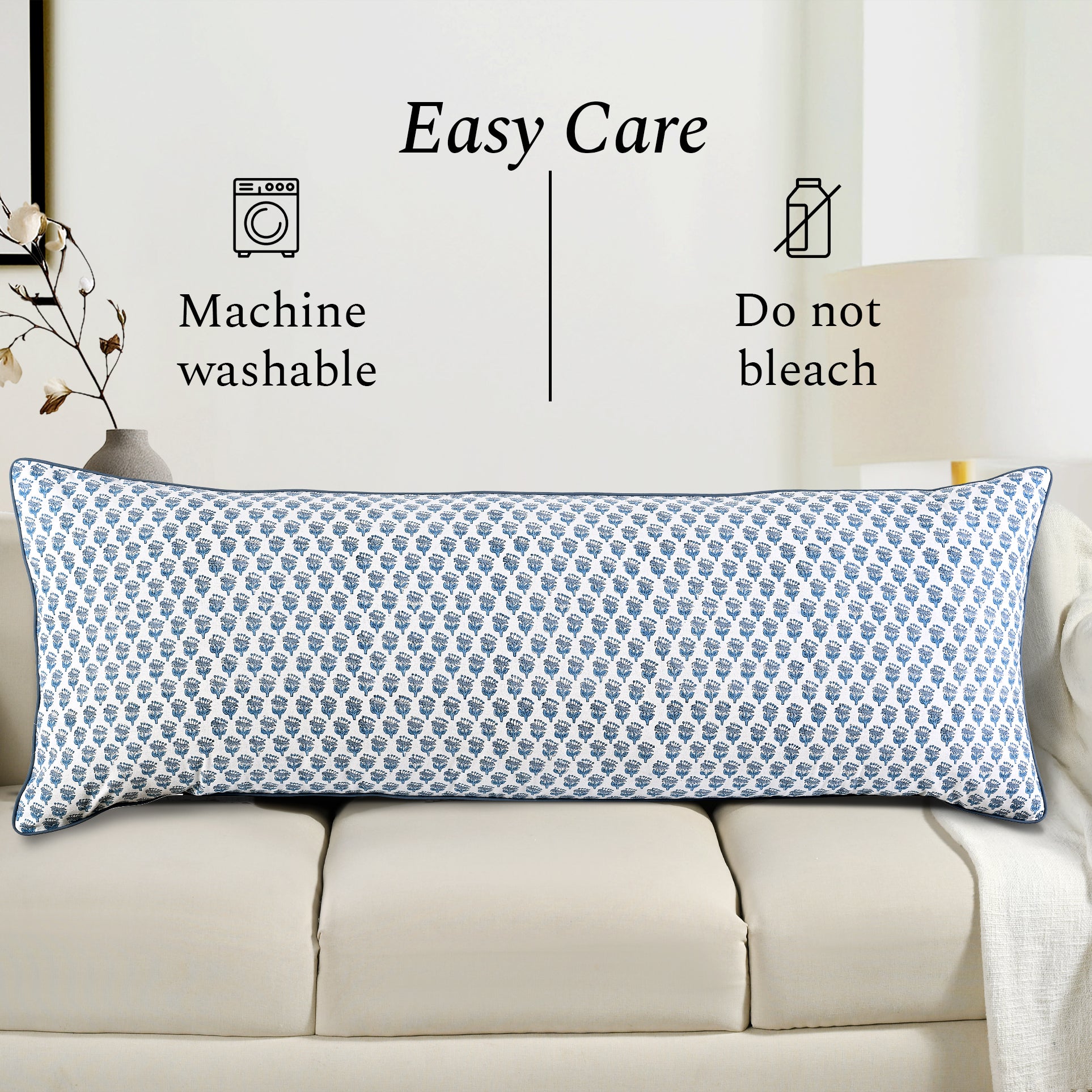 Cotton Piping Sham Cover - Apatite Blue