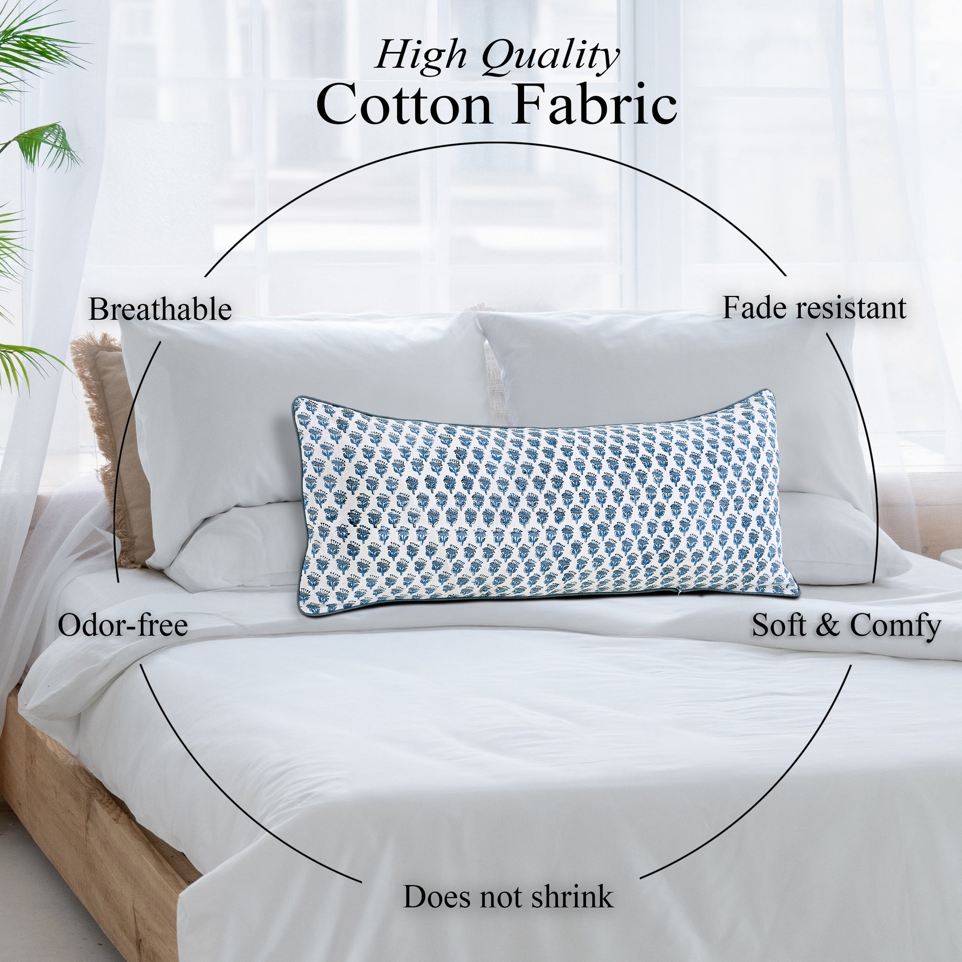 Cotton Piping Sham Cover - Apatite Blue