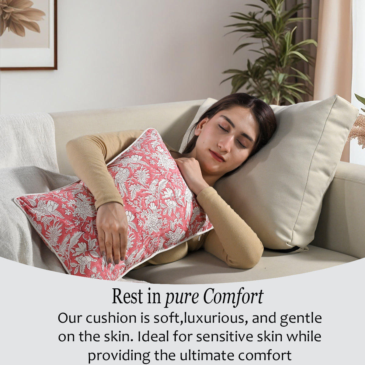 Piping Throw Pillow Covers - Coral Pink