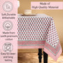 Pink Sapphire Cotton Tablecloth on Farmhouse Kitchen Table