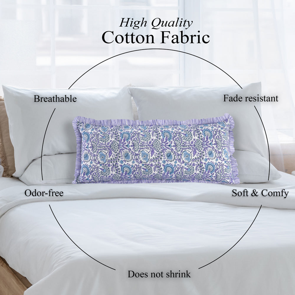 Cotton Piping Sham Cover - Aqua Blue