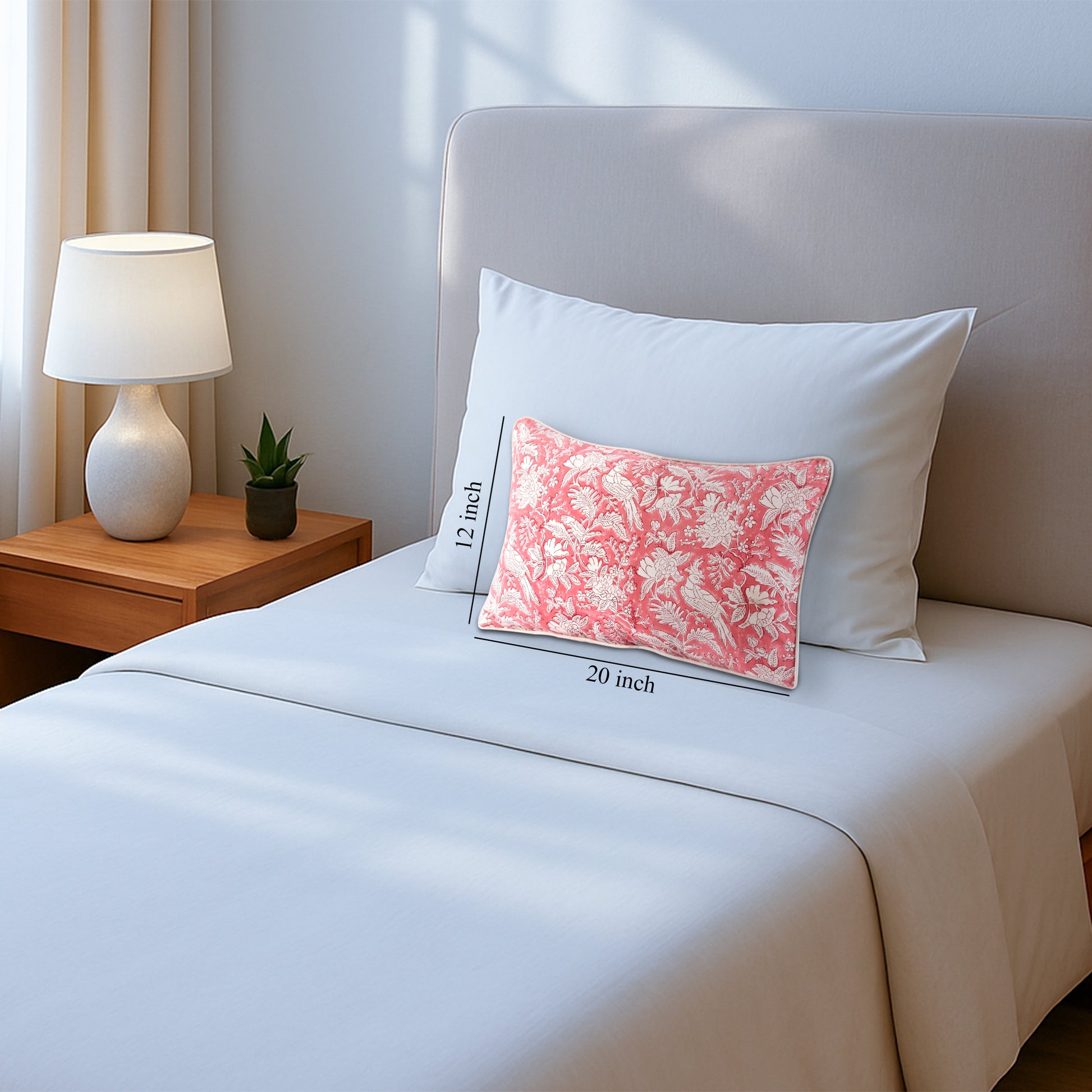 Piping Throw Pillow Covers - Coral Pink