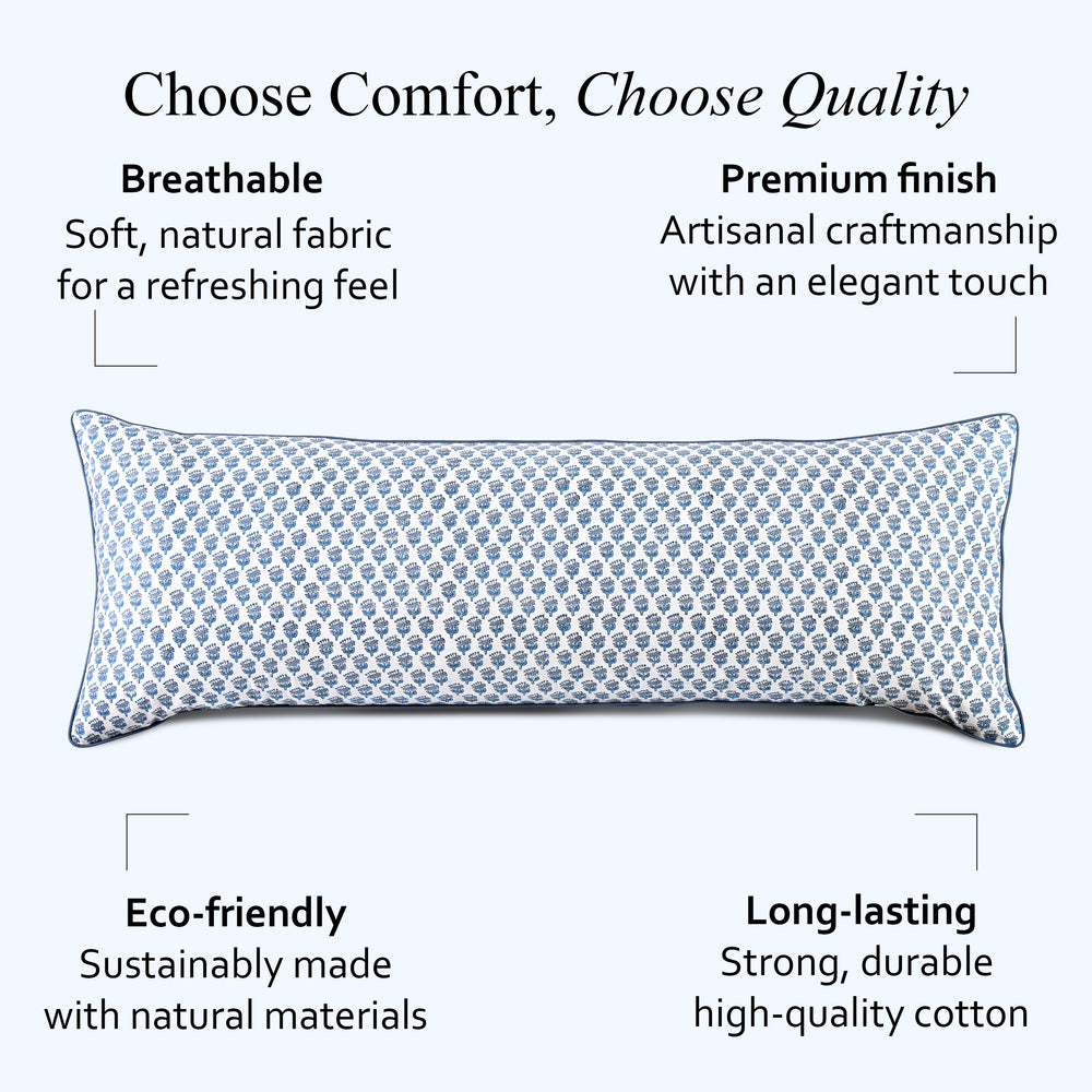 Cotton Piping Sham Cover - Apatite Blue