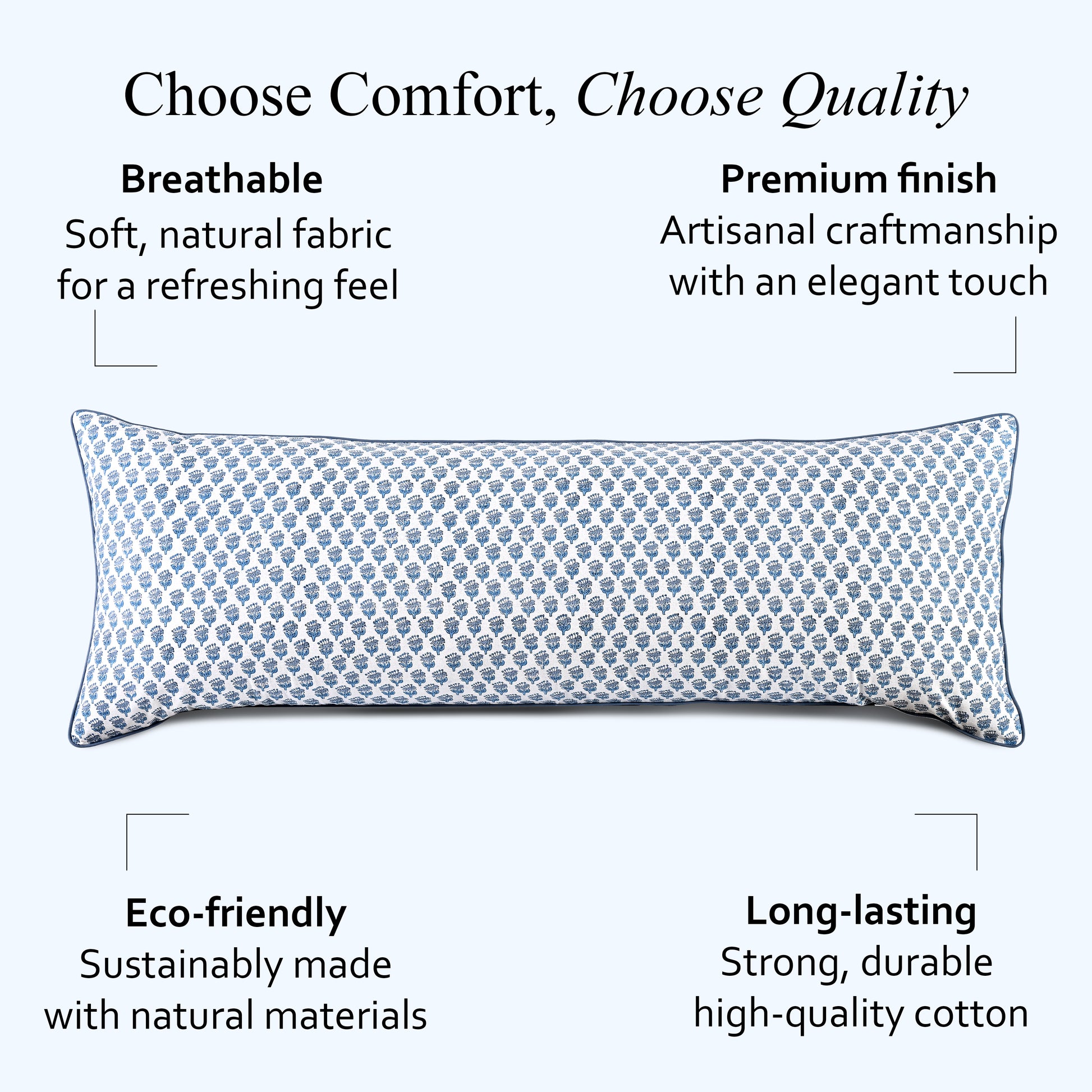 Cotton Piping Sham Cover - Apatite Blue