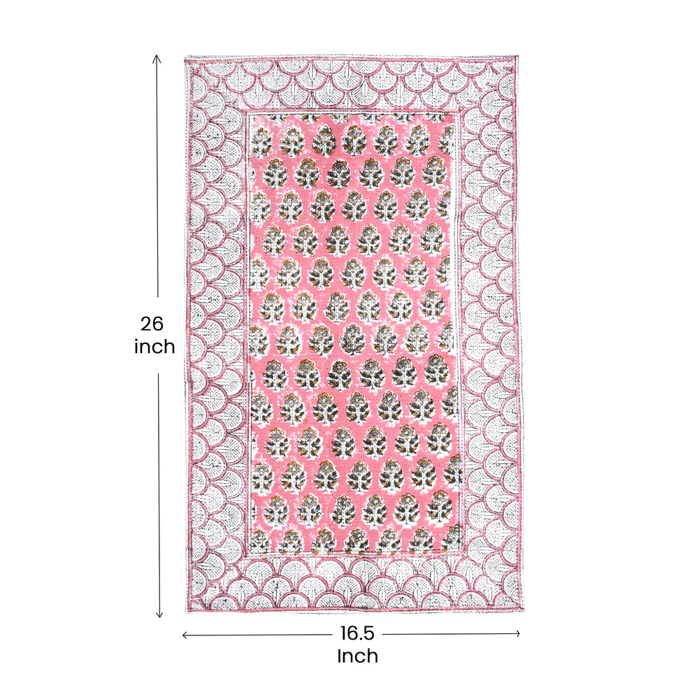 Hand Block Printed Waffle Kitchen Towels – Poppy Pink