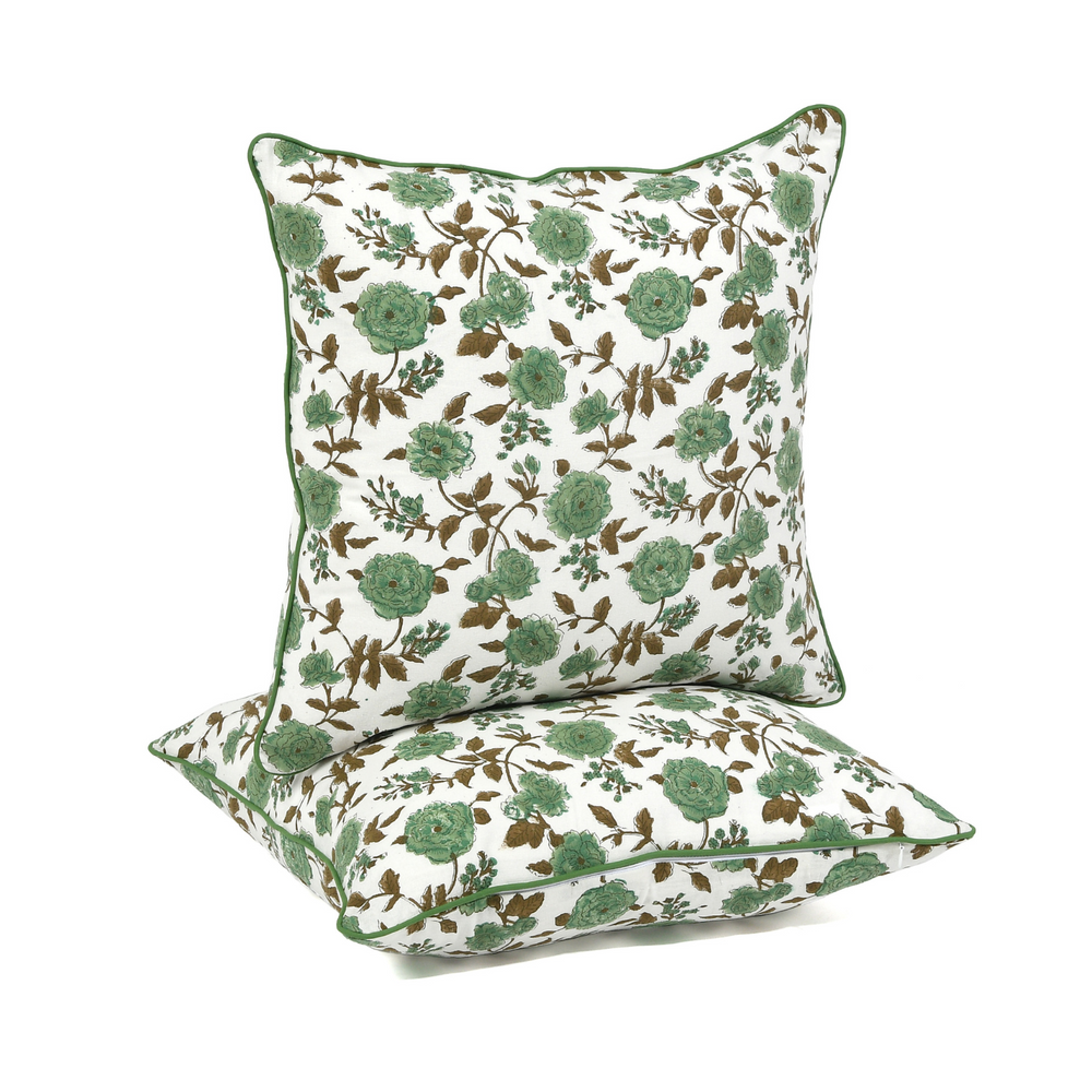 Piping Throw Pillow Covers - Fern Green (Set of 2)