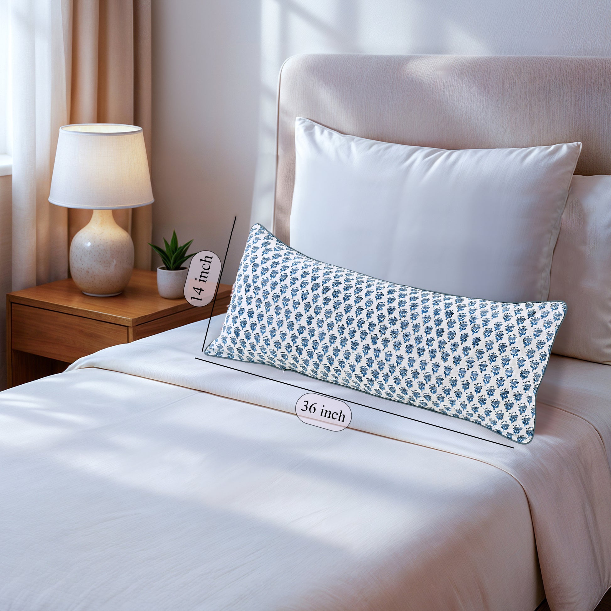 Cotton Piping Sham Cover - Apatite Blue