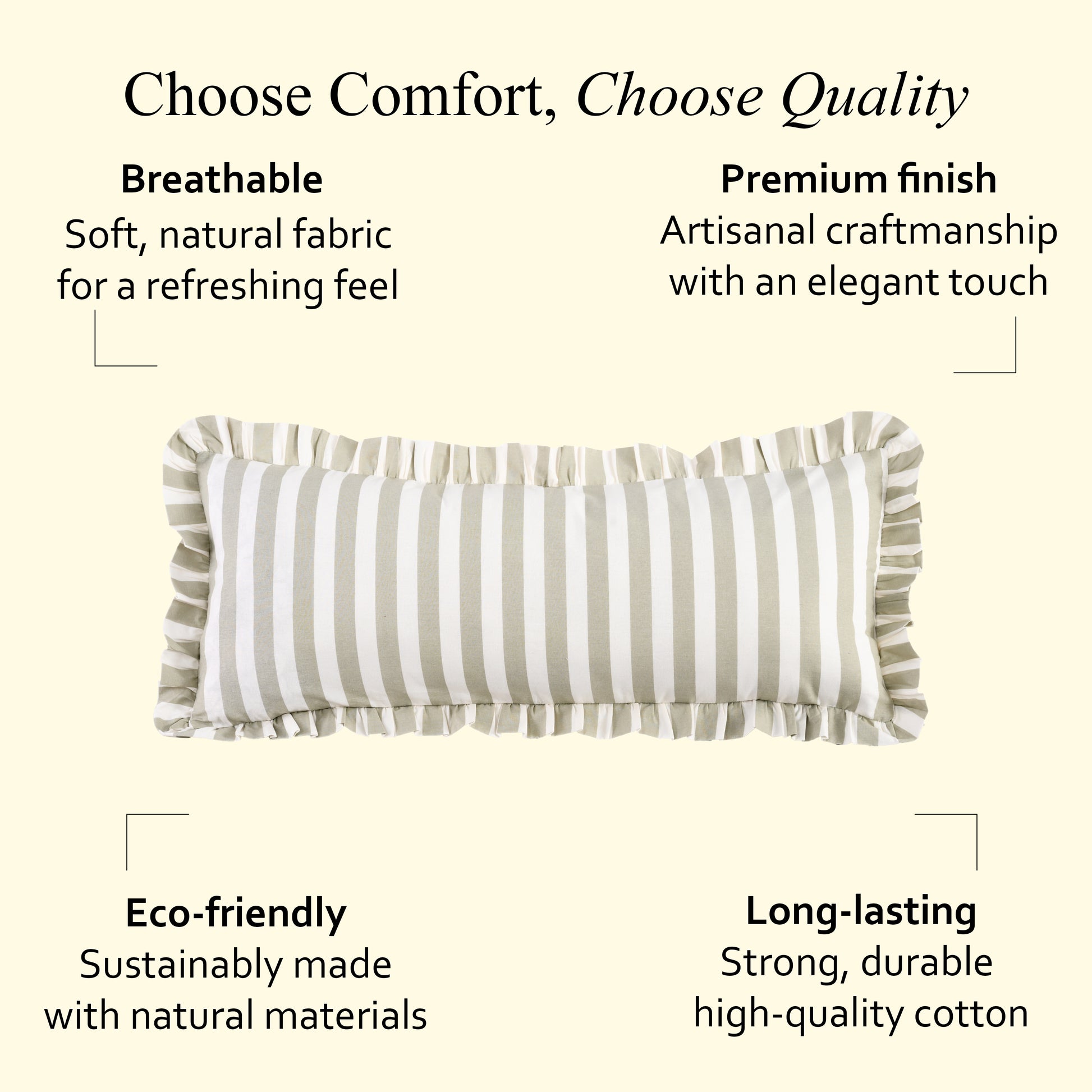 Grey Striped Cotton Ruffle Sham Cover