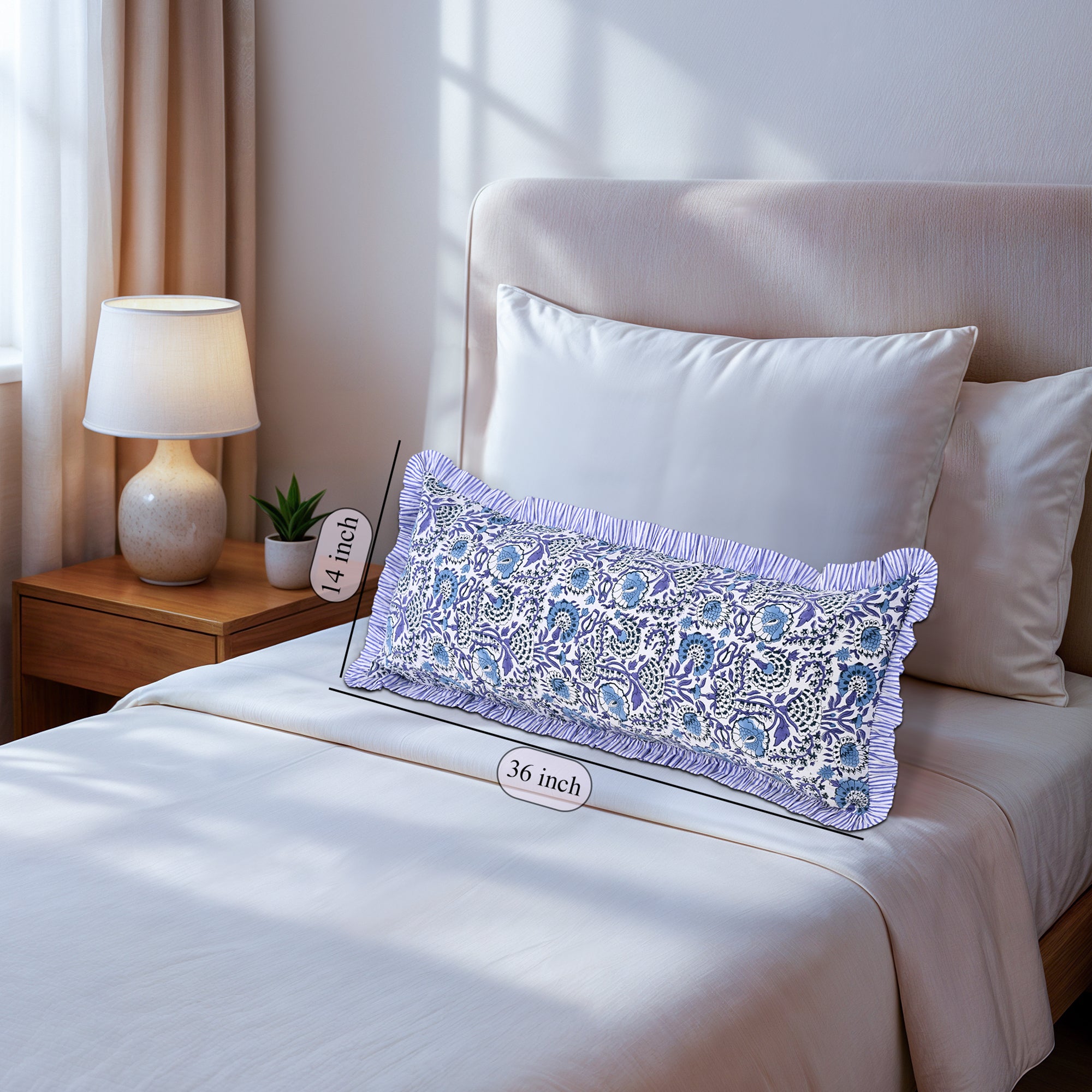 Cotton Piping Sham Cover - Aqua Blue